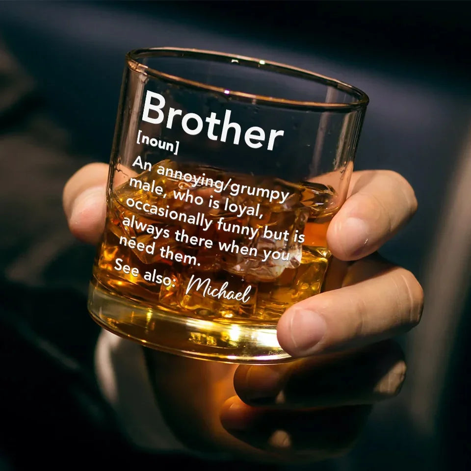 Brother, A Definition That Can’t Be Written - Family Personalized Custom Whiskey Glass - Gift For Family Members