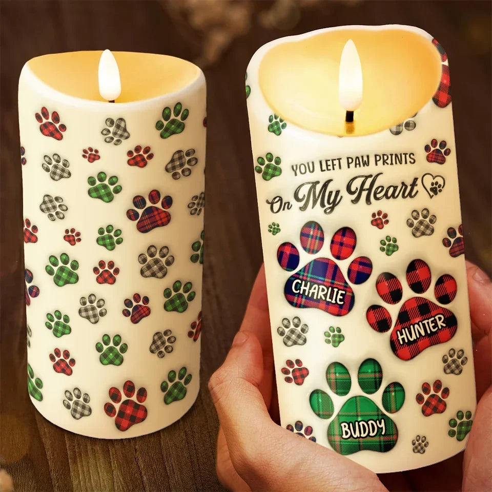 A Heartbeat At My Feet - Memorial Personalized Custom LED Candle - Sympathy Gift For Pet Owners, Pet Lovers