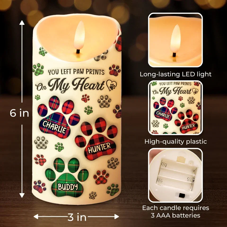 A Heartbeat At My Feet - Memorial Personalized Custom LED Candle - Sympathy Gift For Pet Owners, Pet Lovers