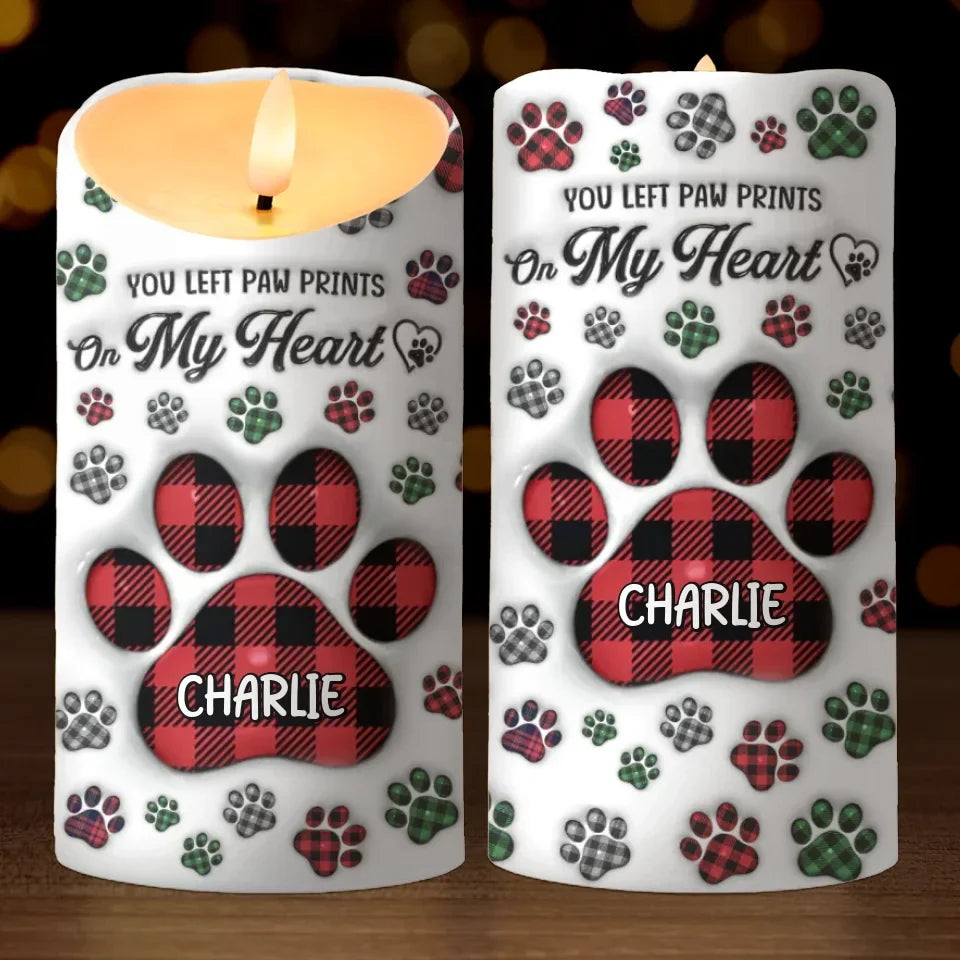 A Heartbeat At My Feet - Memorial Personalized Custom LED Candle - Sympathy Gift For Pet Owners, Pet Lovers