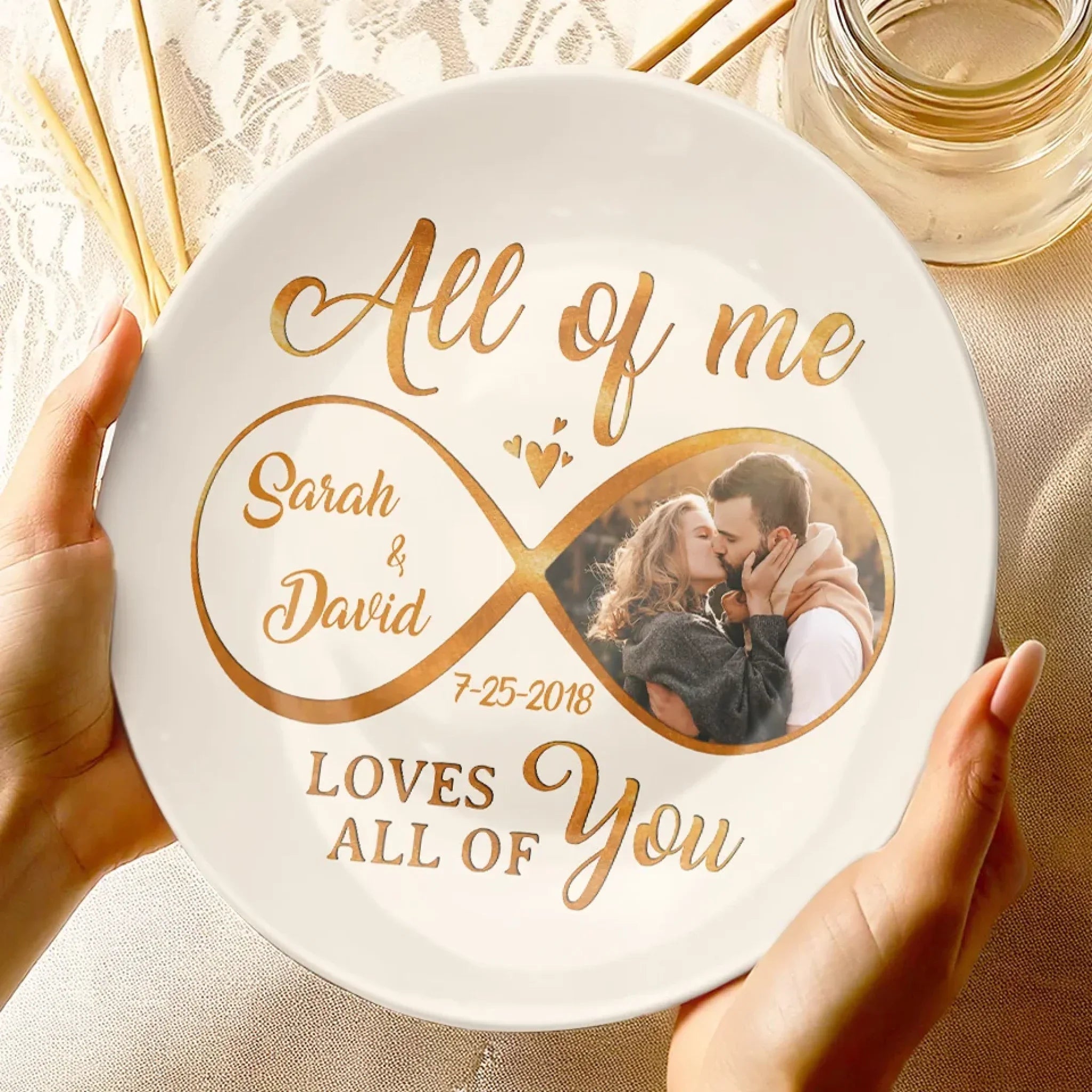 Custom Photo All My Heart, All My Love - Couple Personalized Custom Ceramic Plate - Gift For Husband Wife, Anniversary