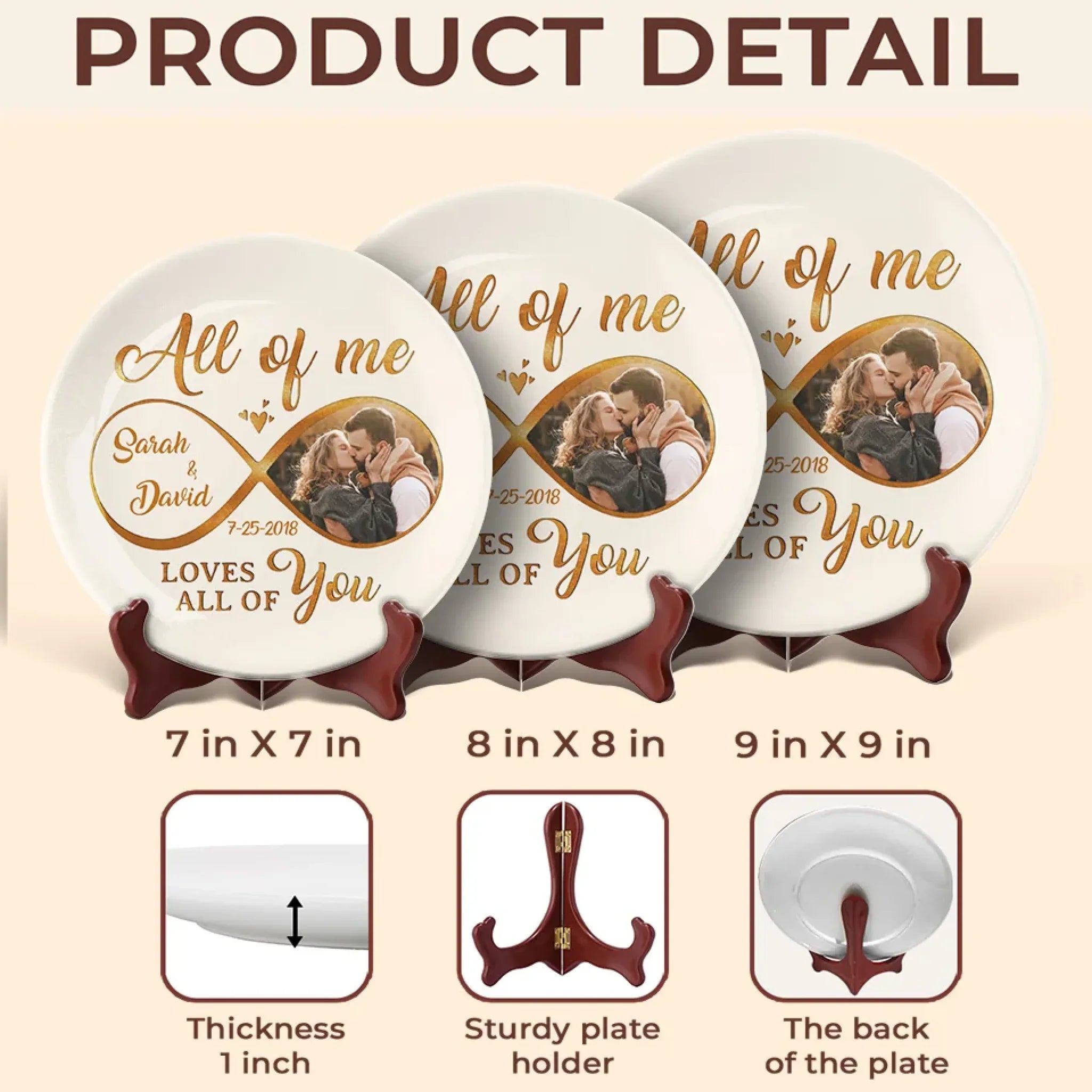 Custom Photo All My Heart, All My Love - Couple Personalized Custom Ceramic Plate - Gift For Husband Wife, Anniversary