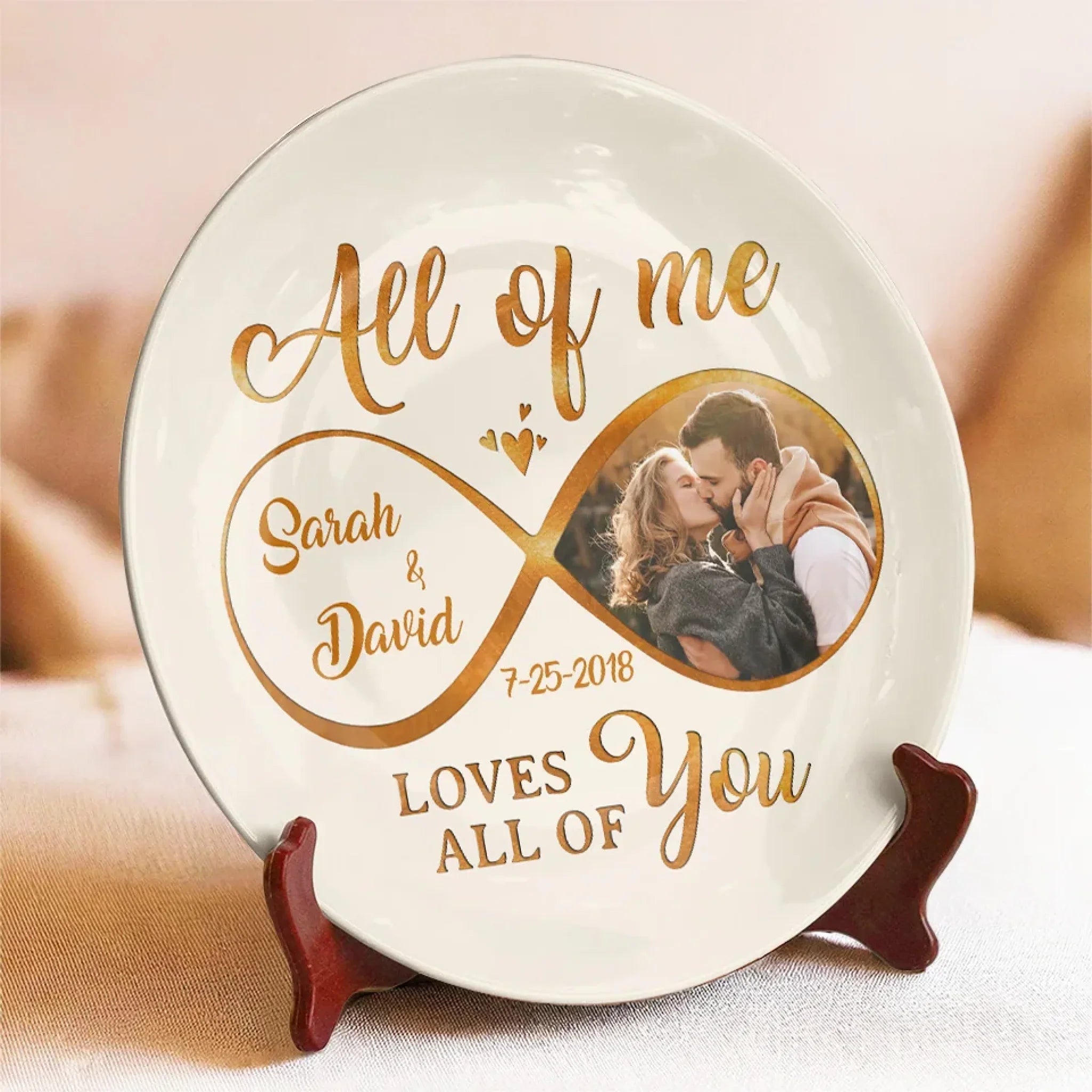 Custom Photo All My Heart, All My Love - Couple Personalized Custom Ceramic Plate - Gift For Husband Wife, Anniversary