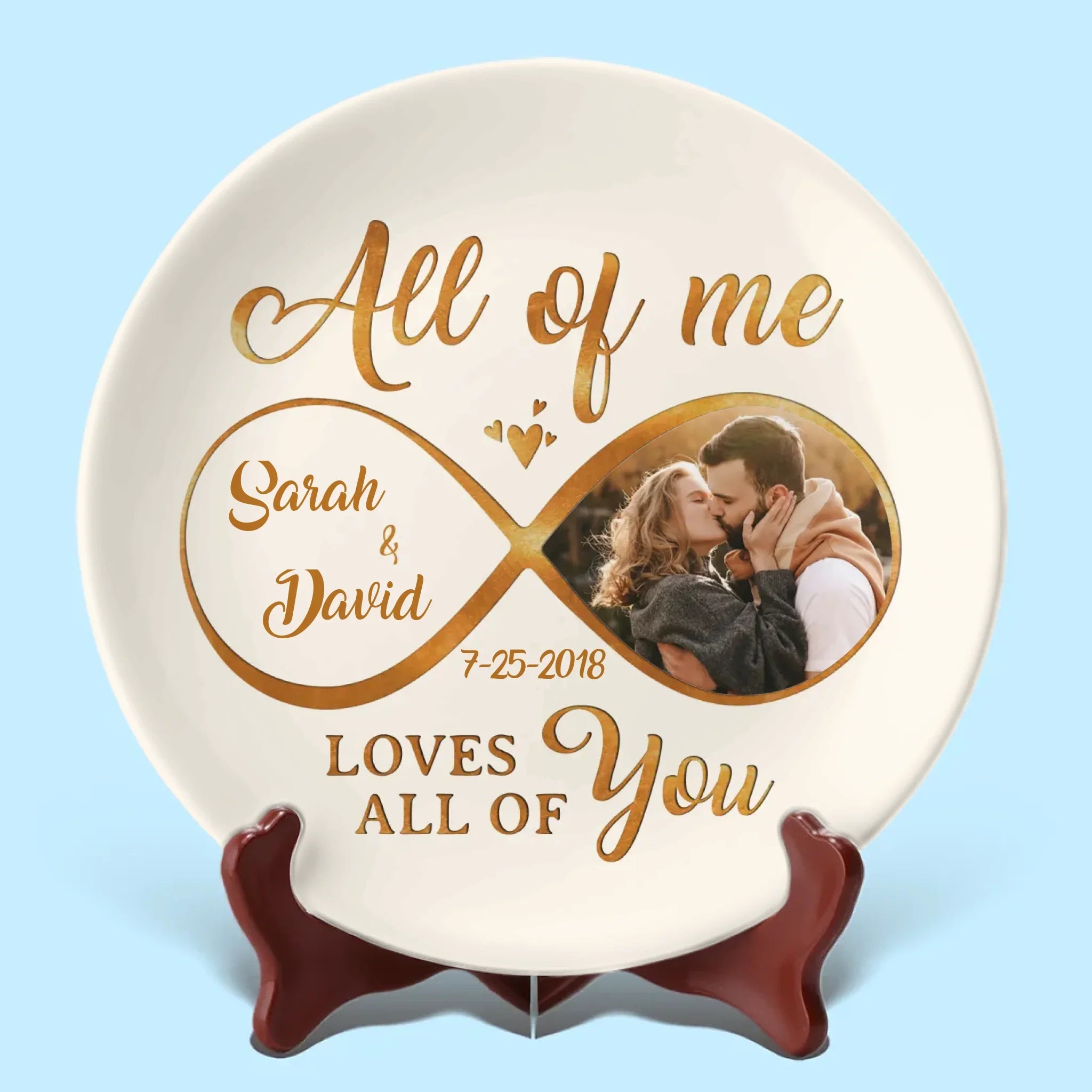 Custom Photo All My Heart, All My Love - Couple Personalized Custom Ceramic Plate - Gift For Husband Wife, Anniversary