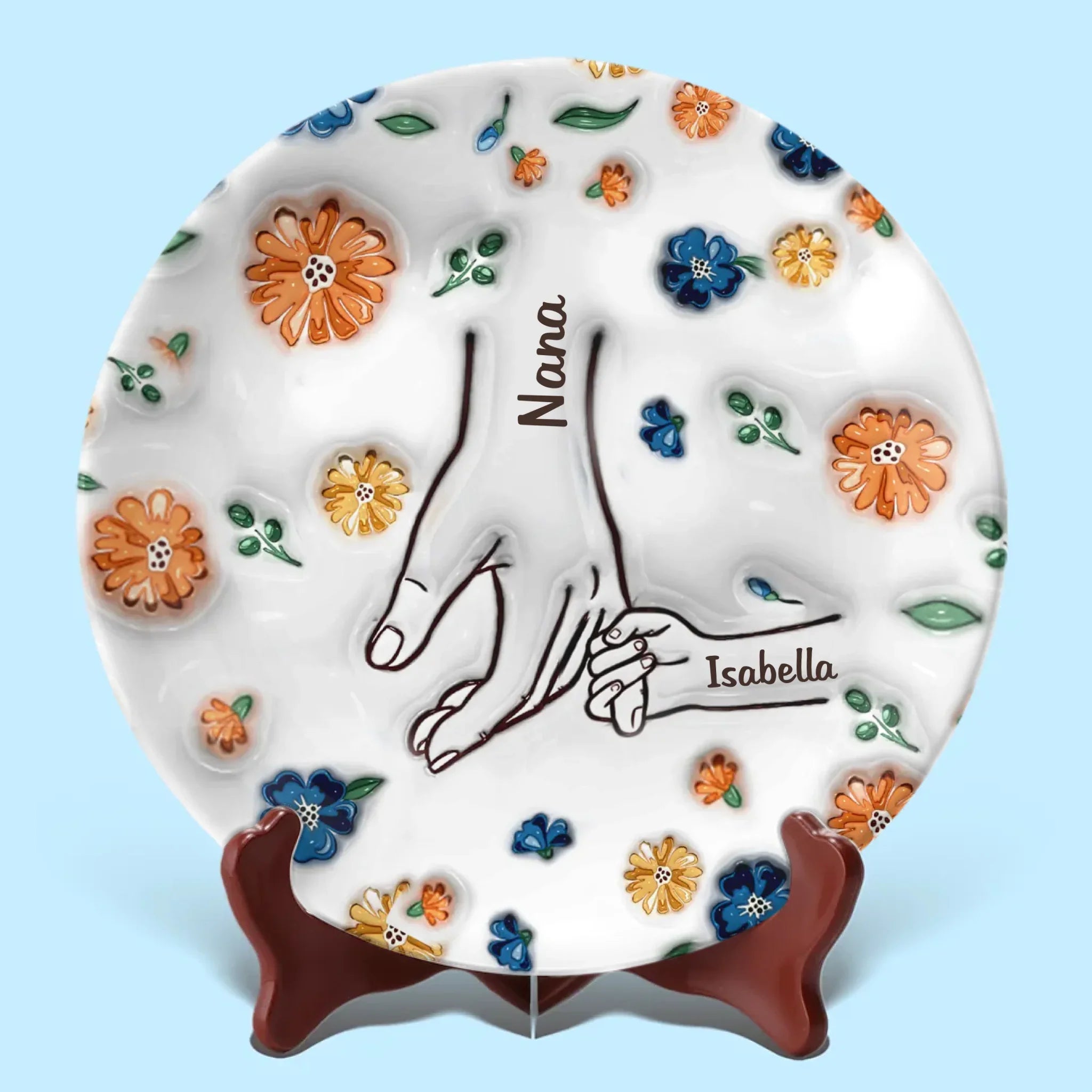 Bound By Love, Strengthened By Laughter - Family Personalized Custom 3D Inflated Effect Printed Ceramic Plate - Mother's Day, Gift For Mom, Grandma