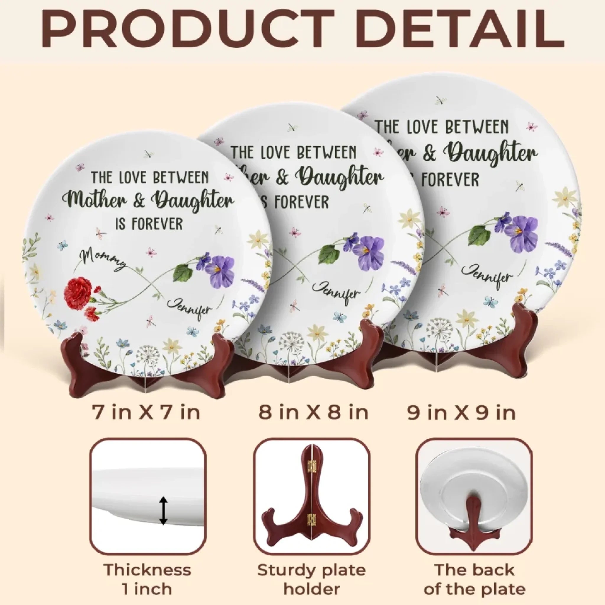 The Love Between Mother & Daughter Is Forever - Family Personalized Custom Ceramic Plate - Mother's Day, Gift For Mom, Daughter