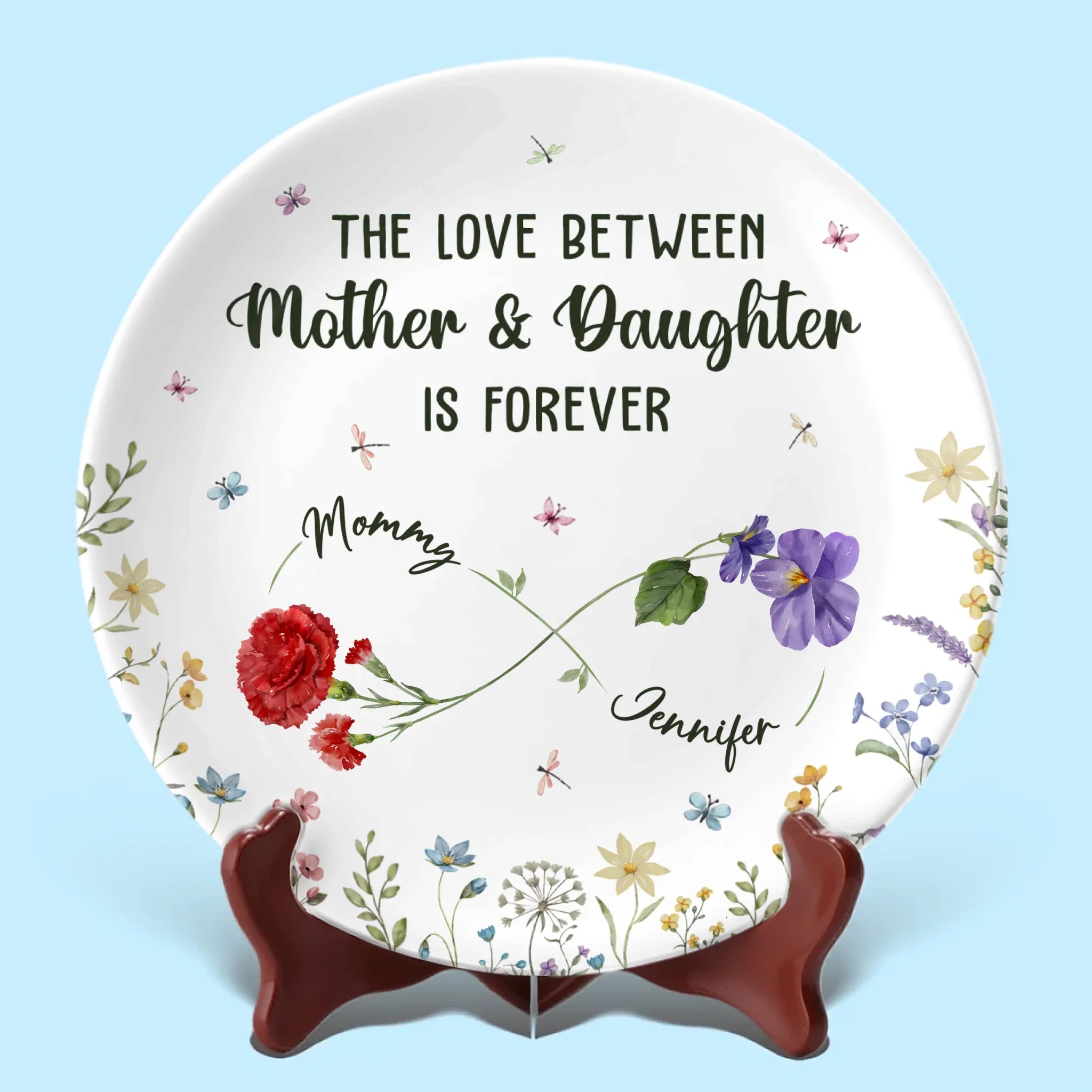 The Love Between Mother & Daughter Is Forever - Family Personalized Custom Ceramic Plate - Mother's Day, Gift For Mom, Daughter