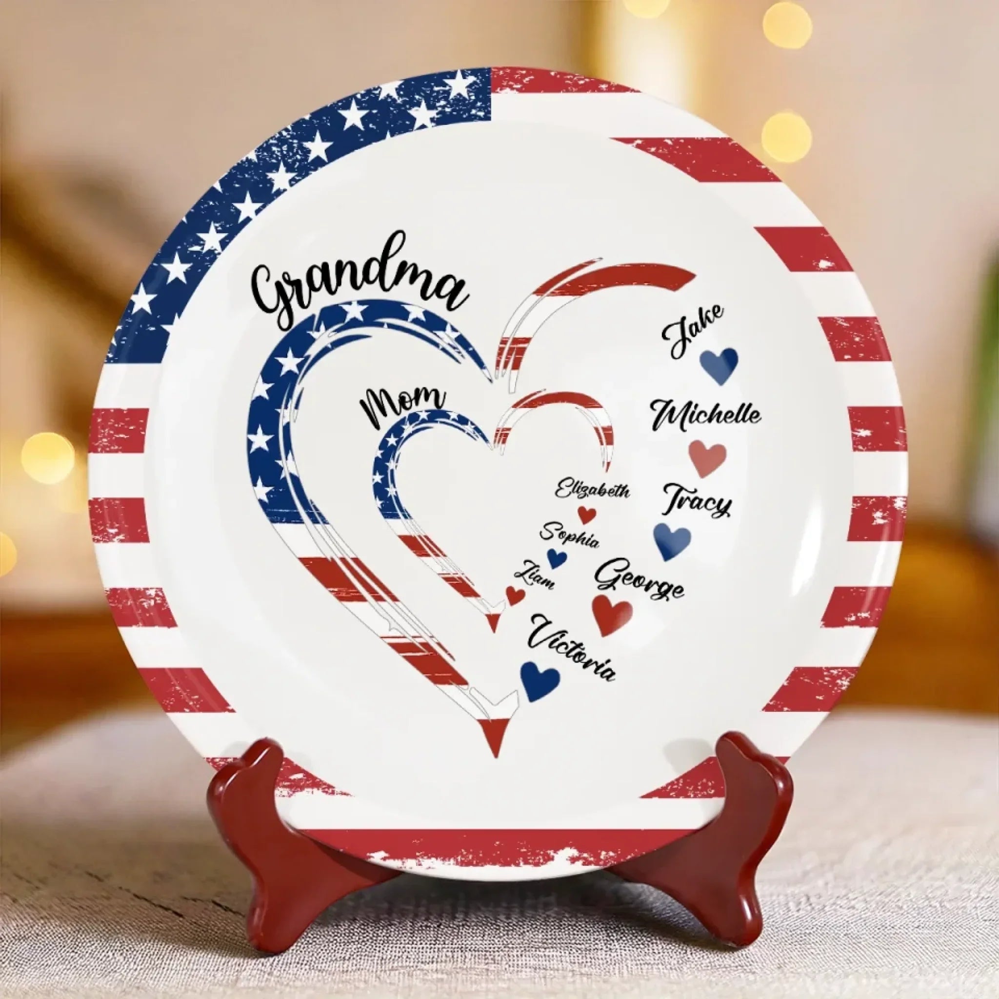 Love Woven Through Generations - Family Personalized Custom Ceramic Plate - Mother's Day, Gift For Mom, Grandma
