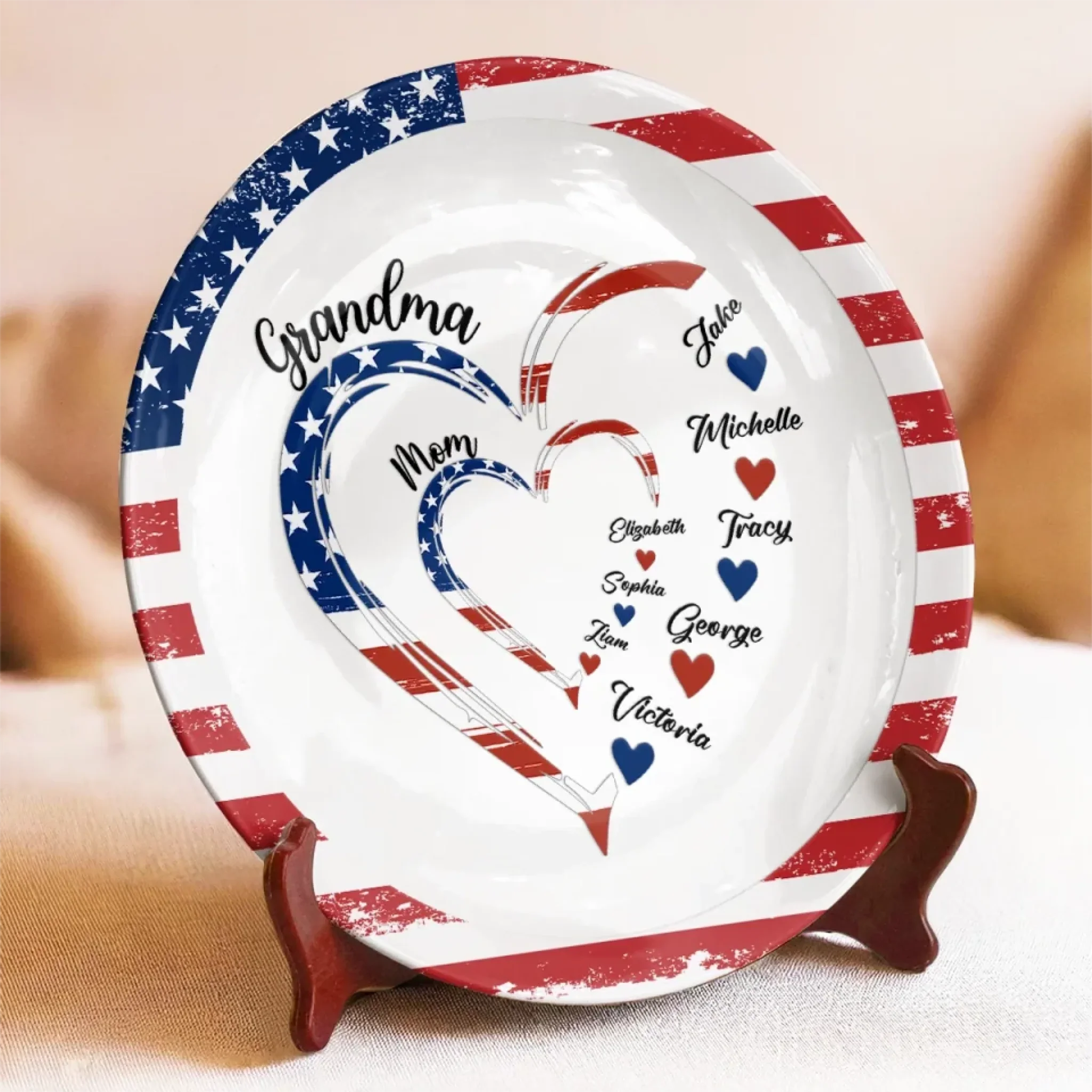 Love Woven Through Generations - Family Personalized Custom Ceramic Plate - Mother's Day, Gift For Mom, Grandma