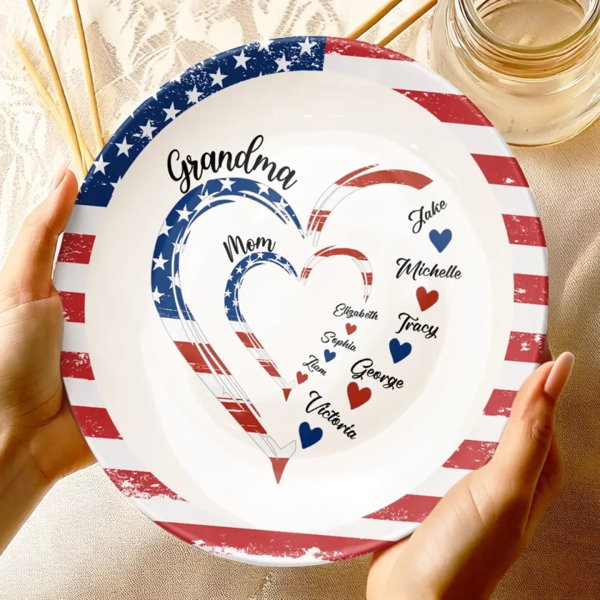 Love Woven Through Generations - Family Personalized Custom Ceramic Plate - Mother's Day, Gift For Mom, Grandma