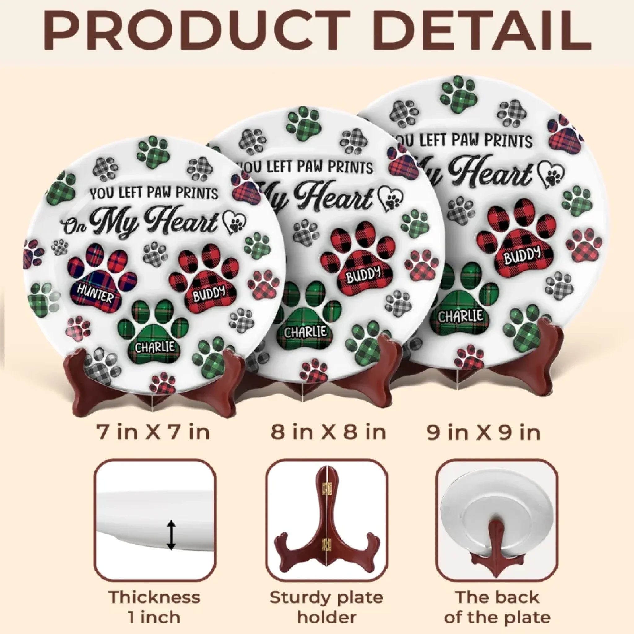 Until We Meet Again, My Sweet Friend - Memorial Personalized Custom 3D Inflated Effect Printed Ceramic Plate - Sympathy Gift For Pet Owners, Pet Lovers