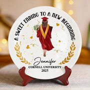 A Sweet Ending To A New Beginning - Family Personalized Custom Ceramic Plate - Graduation Gift For Family Members, Siblings, Brothers, Sisters