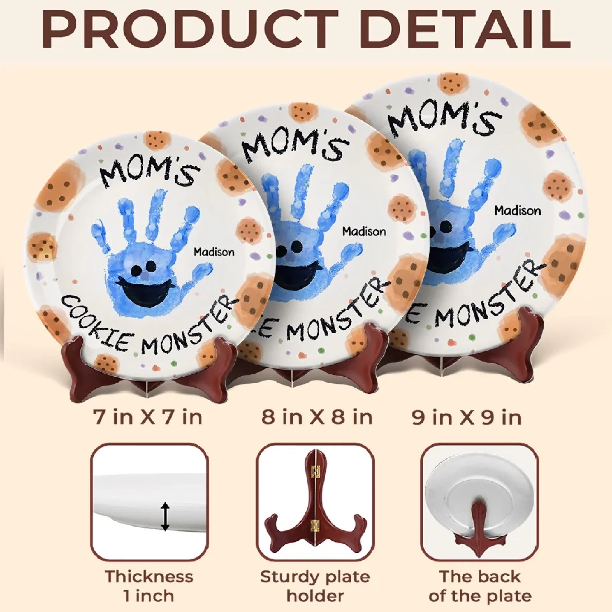 Mama's Cookie Monster - Family Personalized Custom Ceramic Plate - Mother's Day, Gift For Mom, Grandma