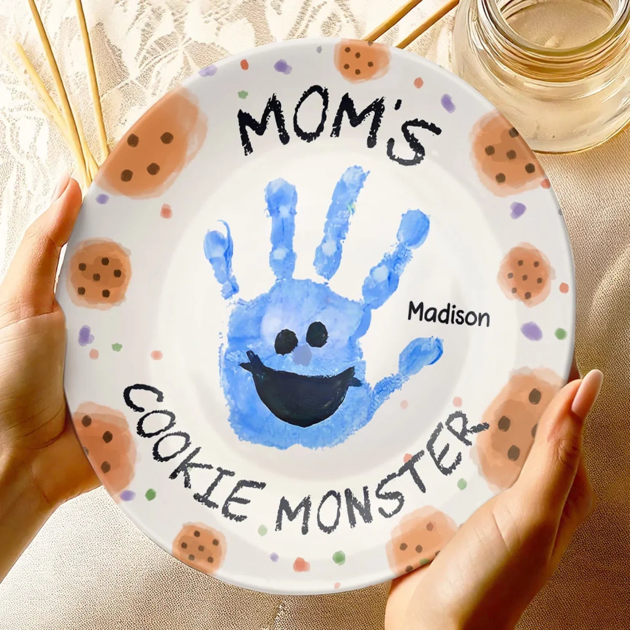 Mama's Cookie Monster - Family Personalized Custom Ceramic Plate - Mother's Day, Gift For Mom, Grandma