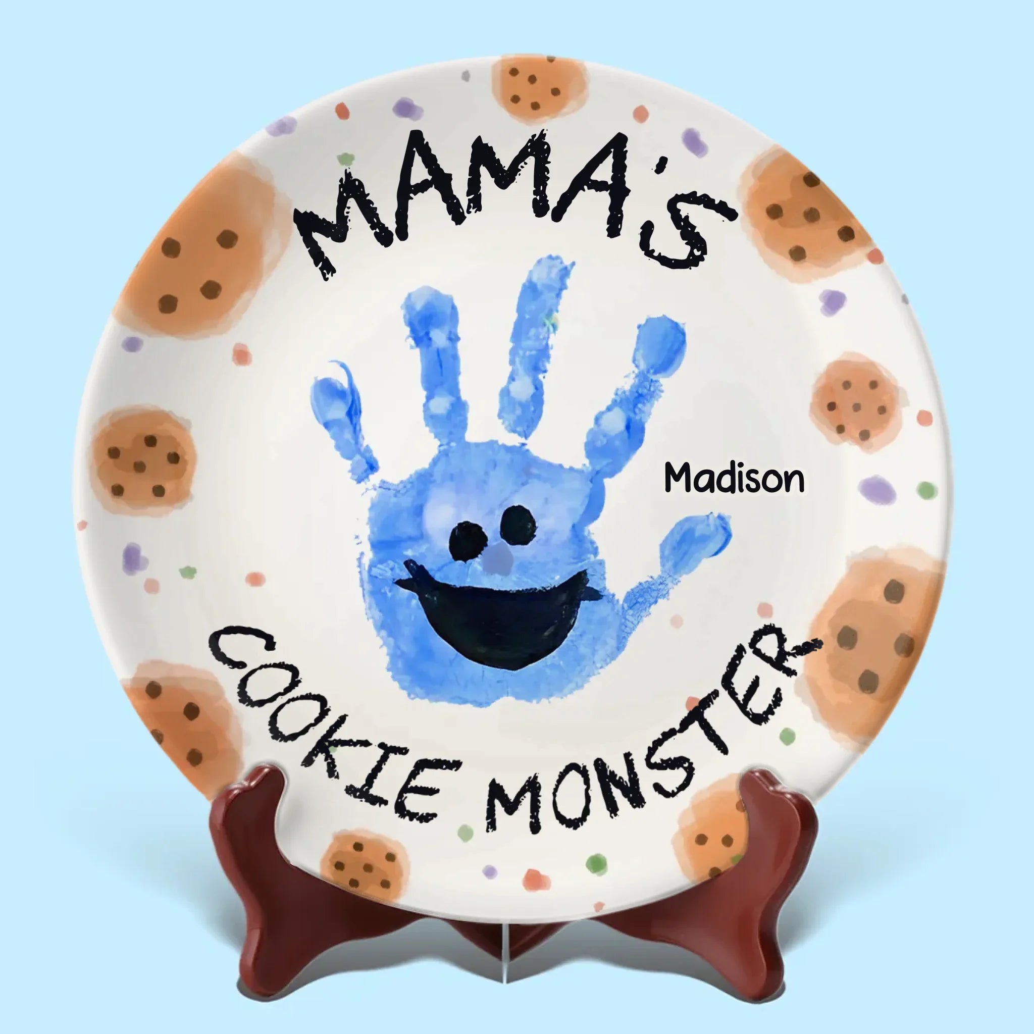 Mama's Cookie Monster - Family Personalized Custom Ceramic Plate - Mother's Day, Gift For Mom, Grandma