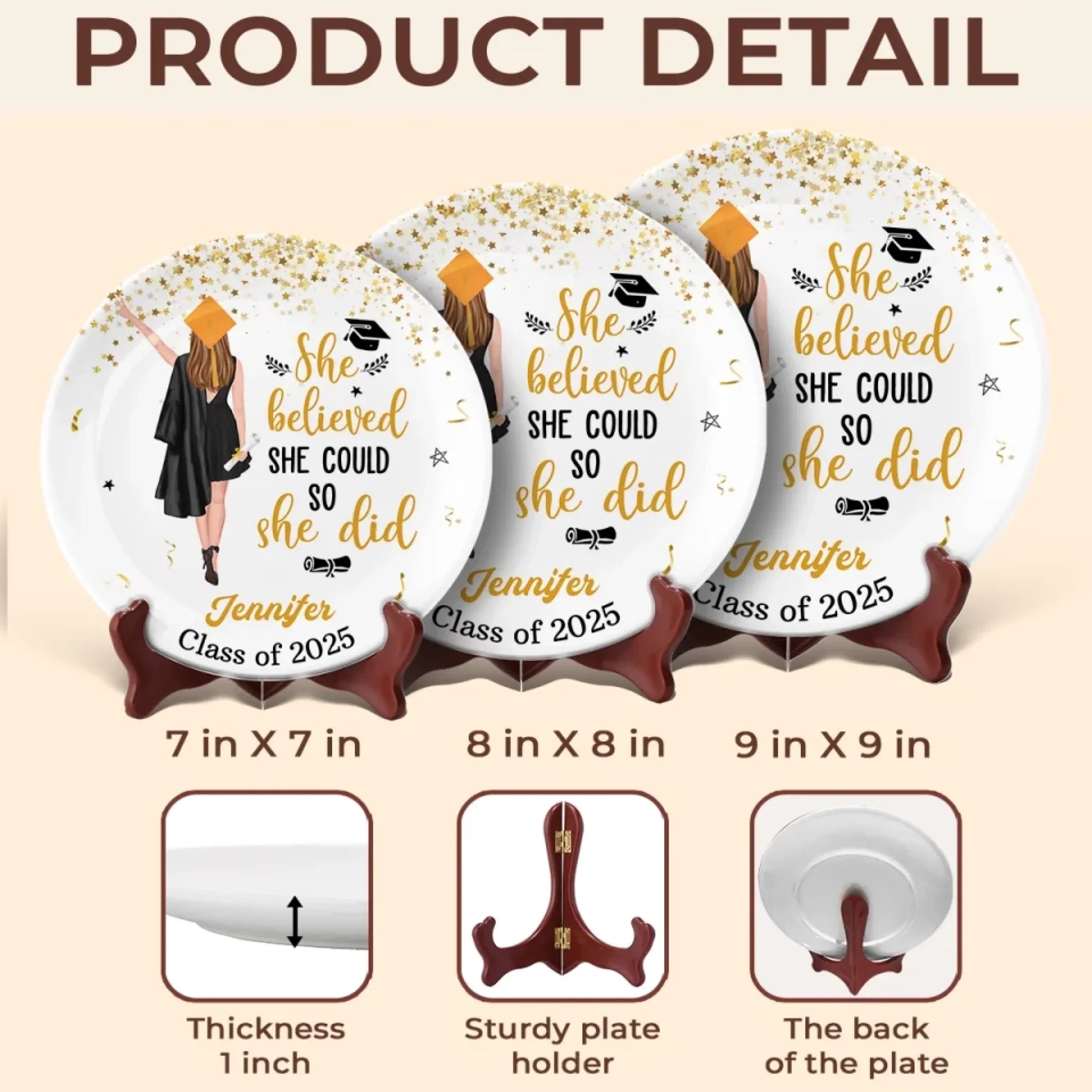 Cheers To New Beginnings - Family Personalized Custom Ceramic Plate - Graduation Gift For Family Members, Siblings, Brothers, Sisters
