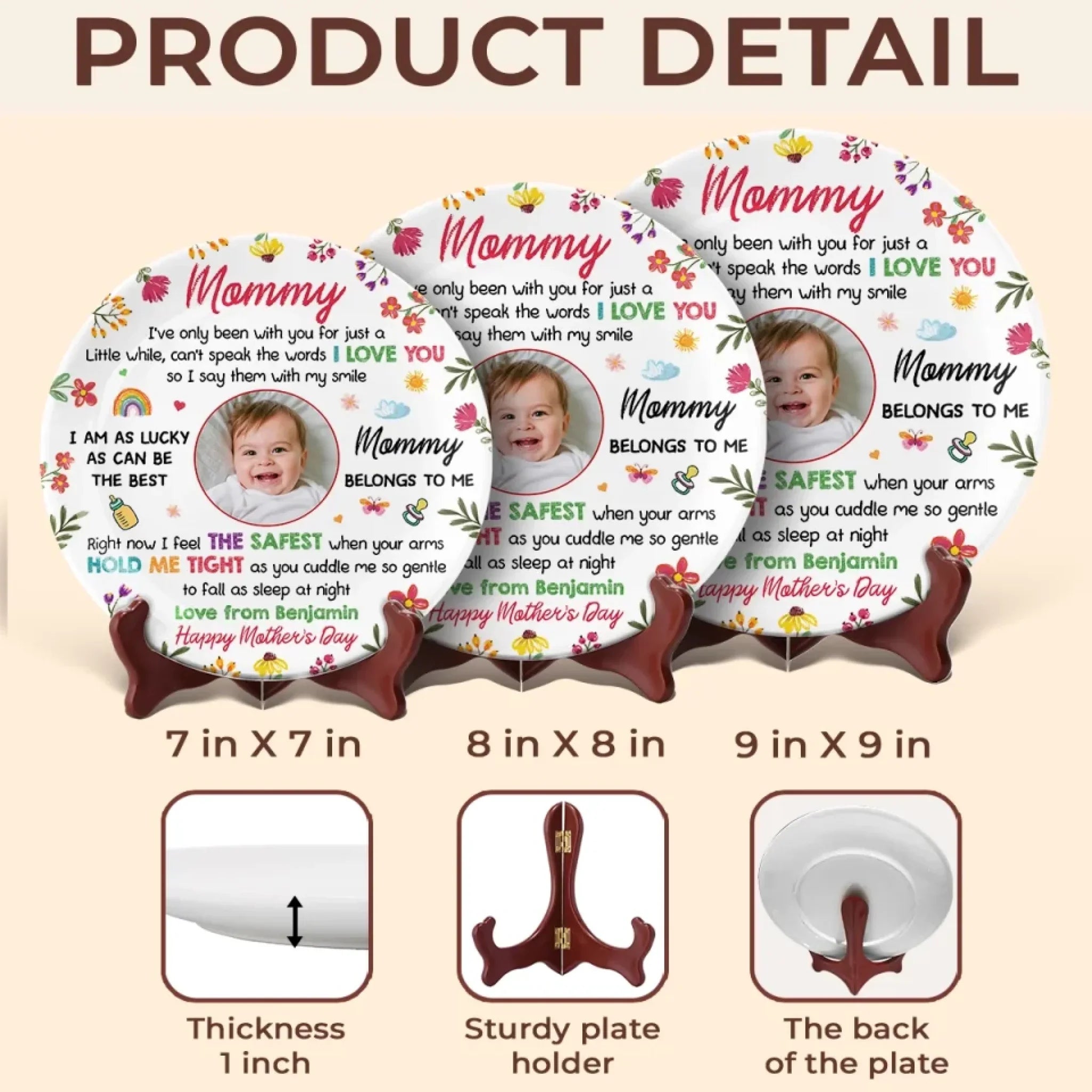 Custom Photo A Baby Fills The World With Love - Family Personalized Custom Ceramic Plate - Mother's Day, Baby Shower Gift, Gift For First Mom