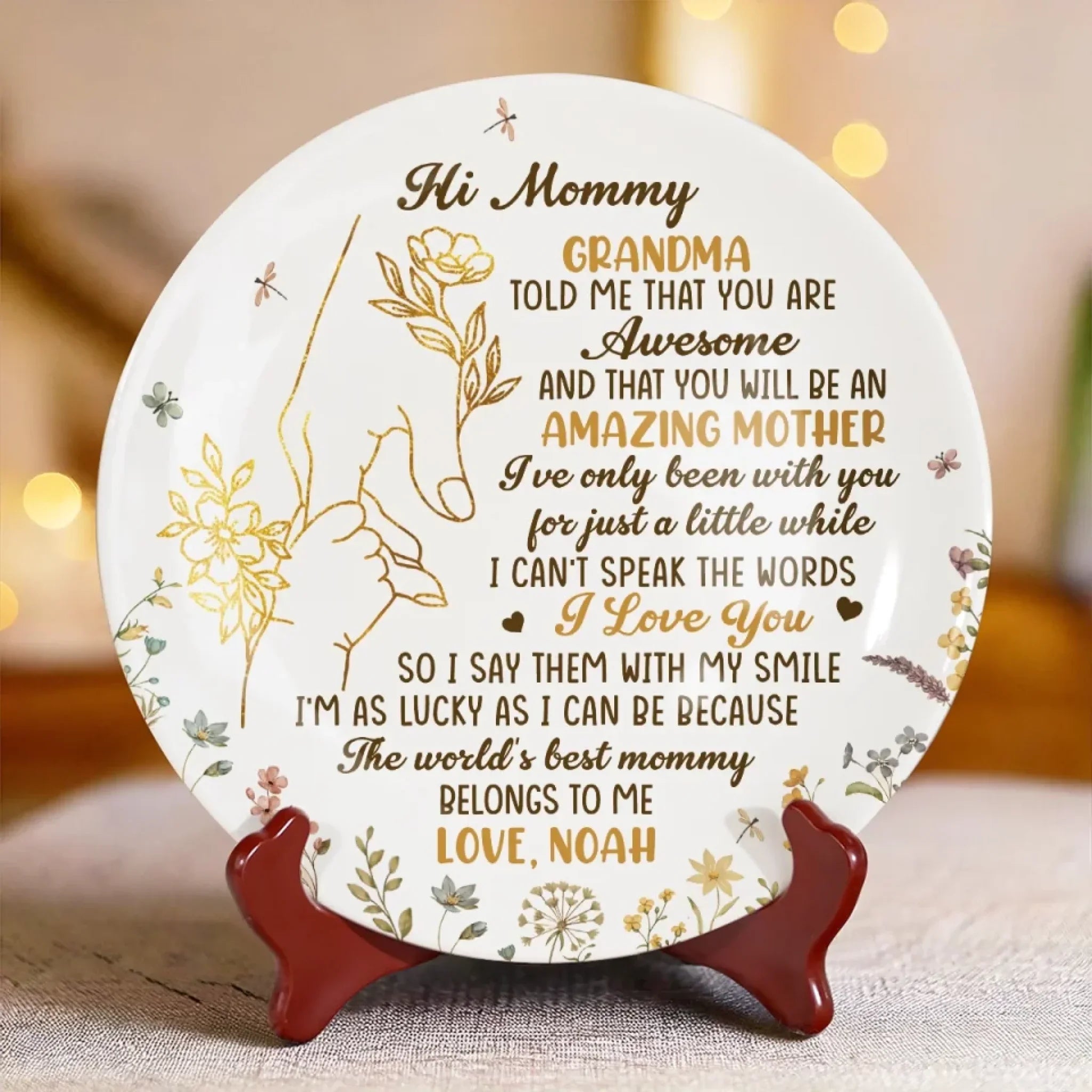 To The Best Mommy, With All My Heart - Family Personalized Custom Ceramic Plate - Mother's Day, Baby Shower Gift, Gift For First Mom