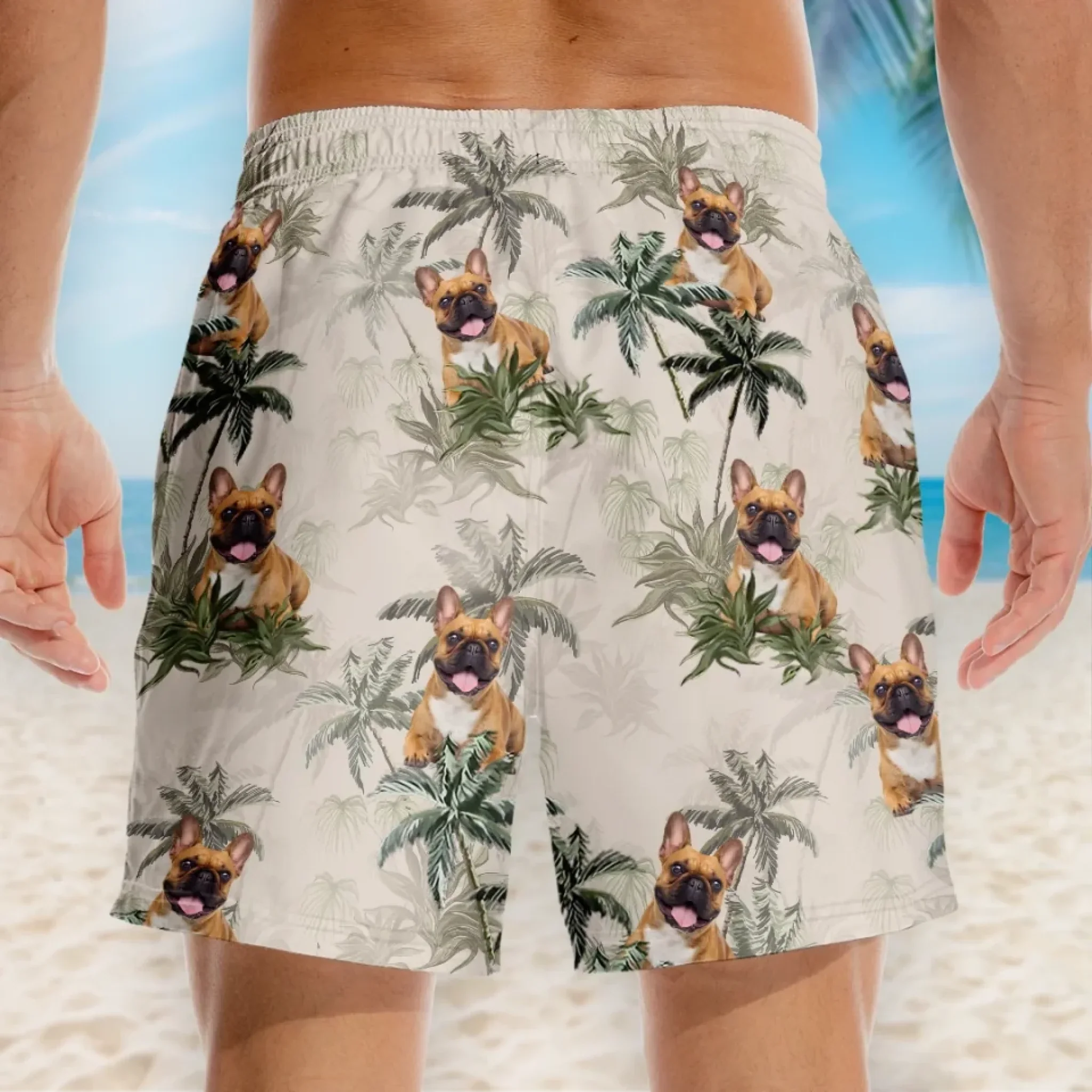 Custom Photo Island Boy With A Bark - Dog & Cat Personalized Custom Tropical Hawaiian Aloha Men Beach Shorts - Summer Vacation Gift For Pet Owners, Pet Lovers