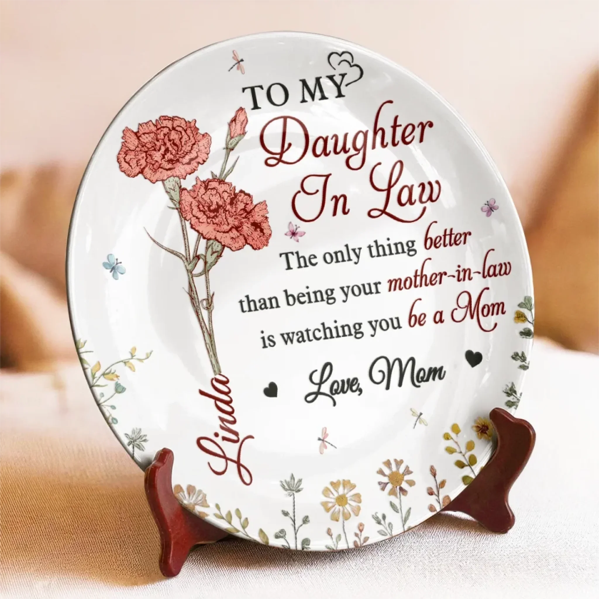 From My Heart To Yours, Always Loved - Family Personalized Custom Ceramic Plate - Mother's Day, Gift For Mom, Daughter