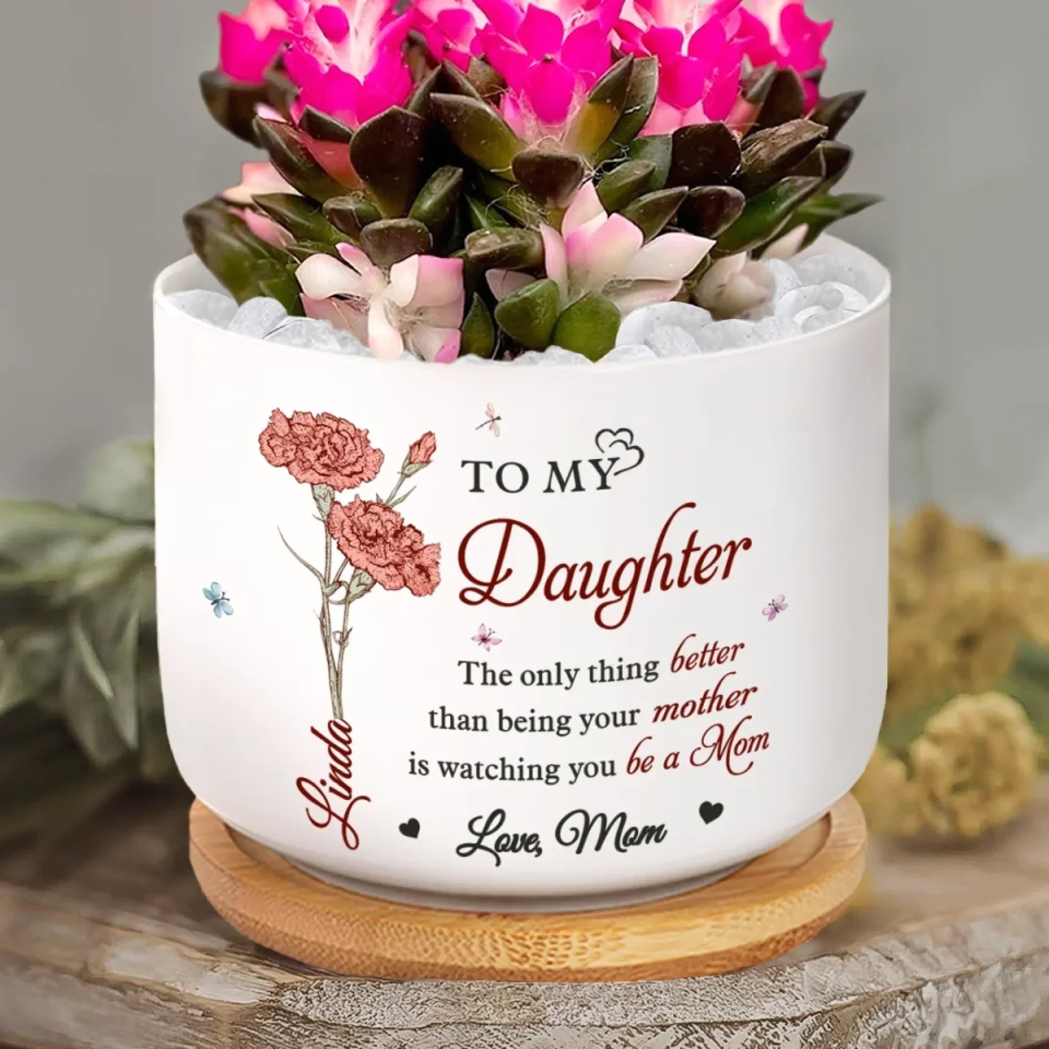 From My Heart, You Grew - Family Personalized Custom Home Decor Ceramic Plant Pot - Mother's Day, House Warming Gift For Mom, Daughter