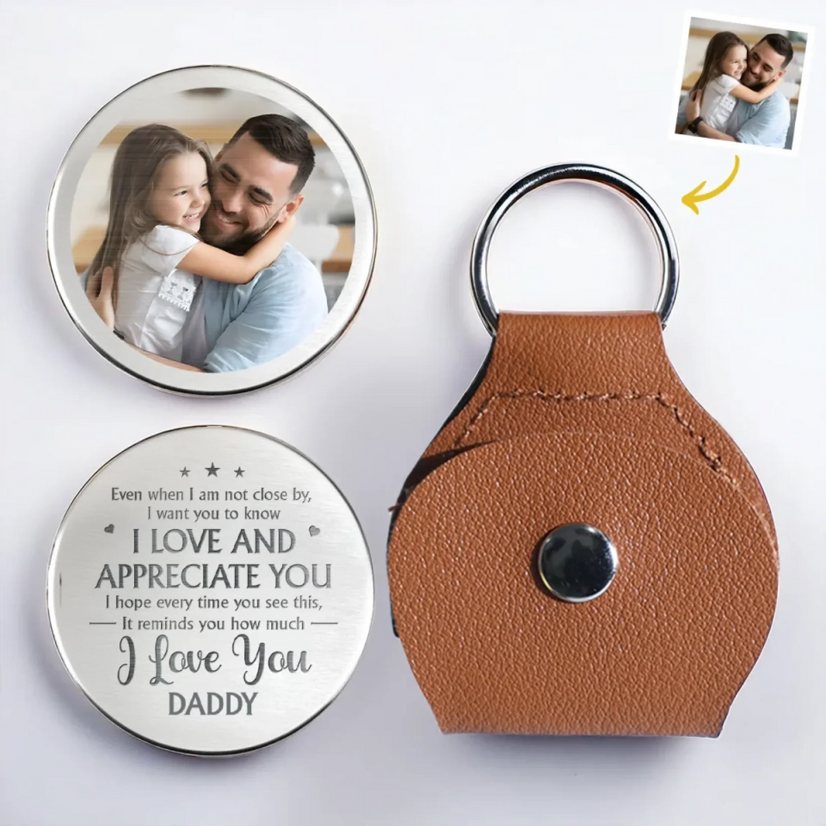 Custom Photo My First Hero, My Forever Friend - Family Personalized Custom Pocket Hug - Father's Day, Gift For Dad, Grandpa, Son, Daughter, Grandson, Granddaughter