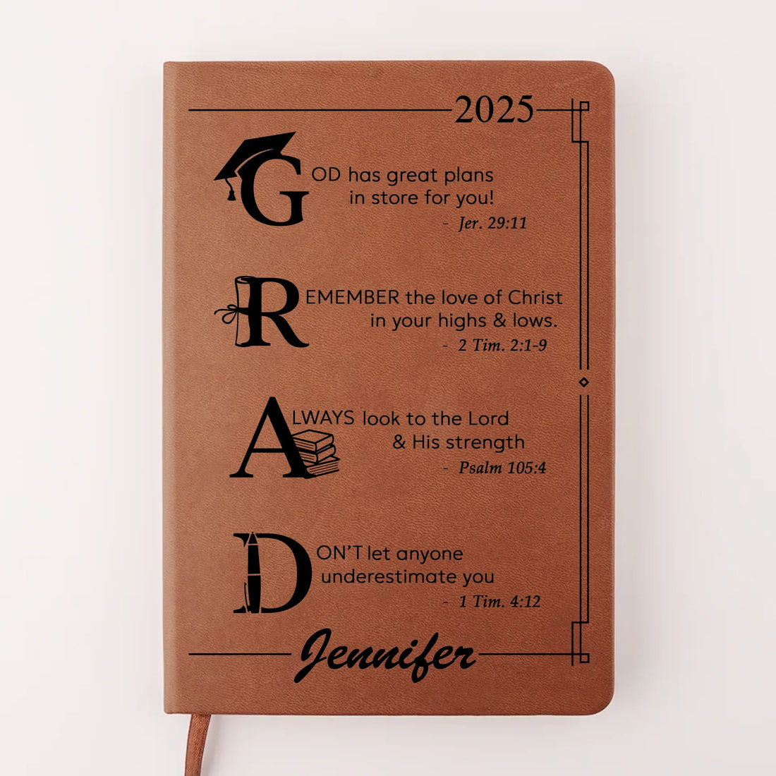 Let Your Faith Lead The Way - Family Personalized Custom Leather Journal - Graduation Gift For Family Members, Siblings, Brothers, Sisters, Best Friends