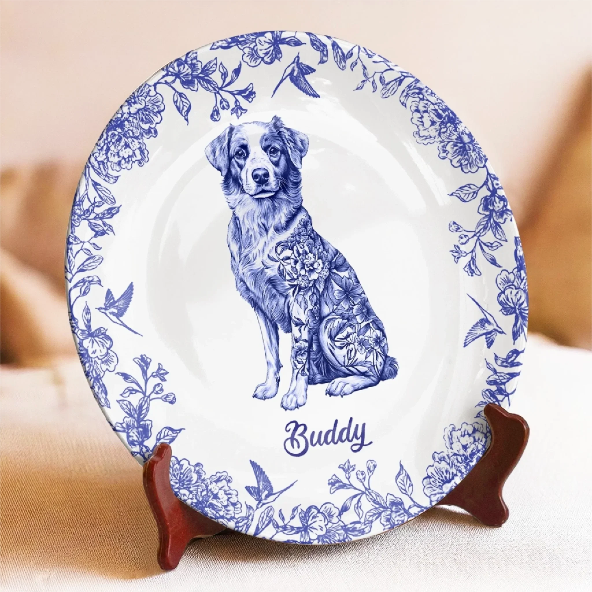 Whispers Of Love In Blue - Dog Personalized Custom Ceramic Plate - Father's Day, Gift For Pet Owners, Pet Lovers