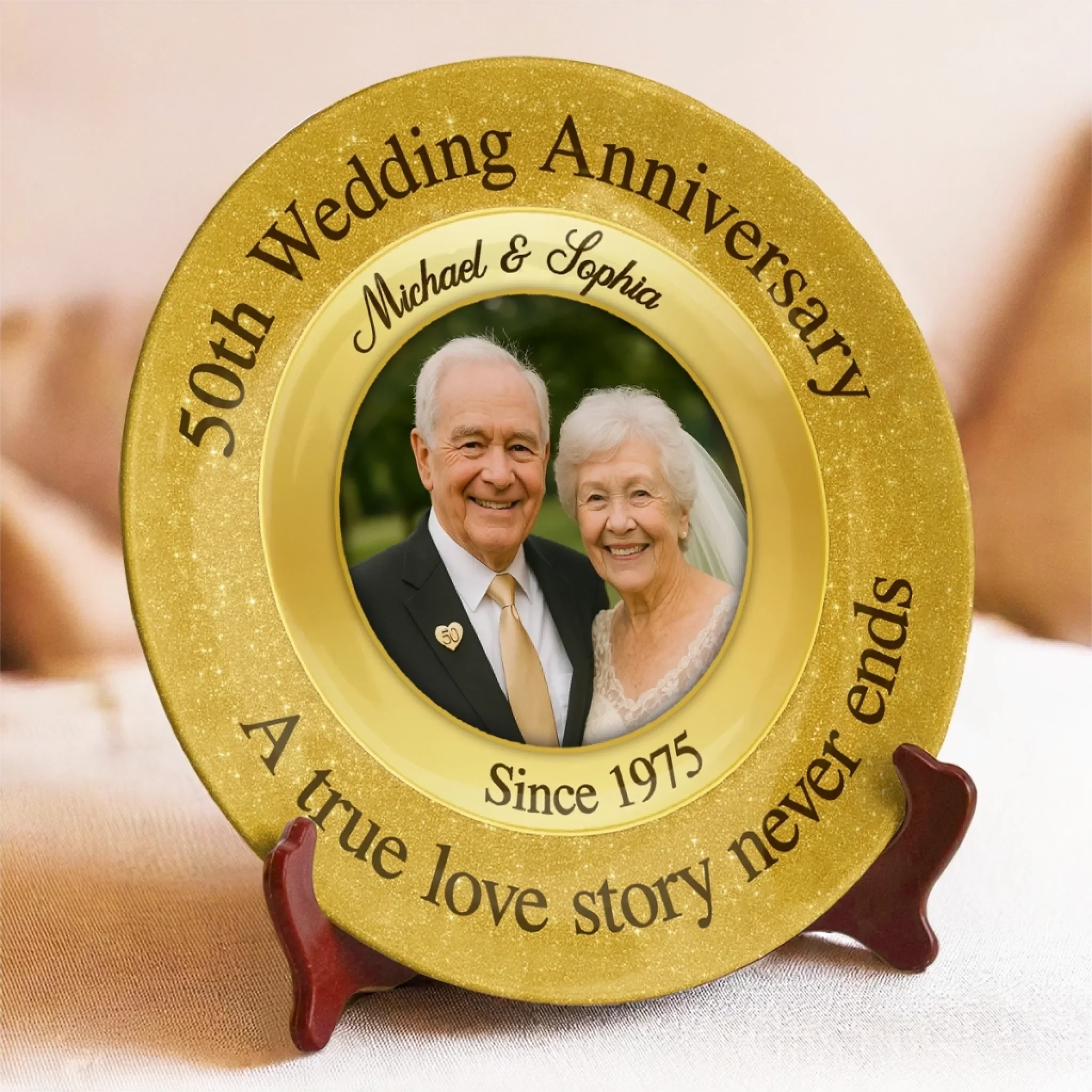 Custom Photo Together Forevermore - Couple Personalized Custom Ceramic Plate - Gift For Husband Wife, Anniversary