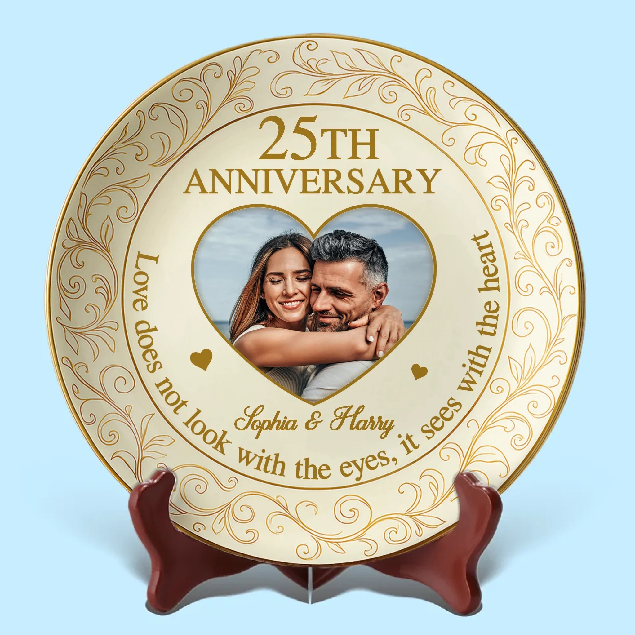 Custom Photo A Love That Lasts - Couple Personalized Custom Ceramic Plate - Gift For Husband Wife, Anniversary