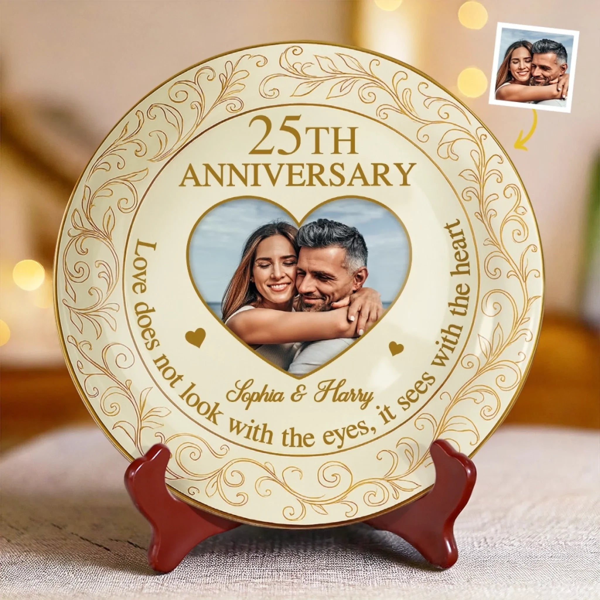 Custom Photo A Love That Lasts - Couple Personalized Custom Ceramic Plate - Gift For Husband Wife, Anniversary