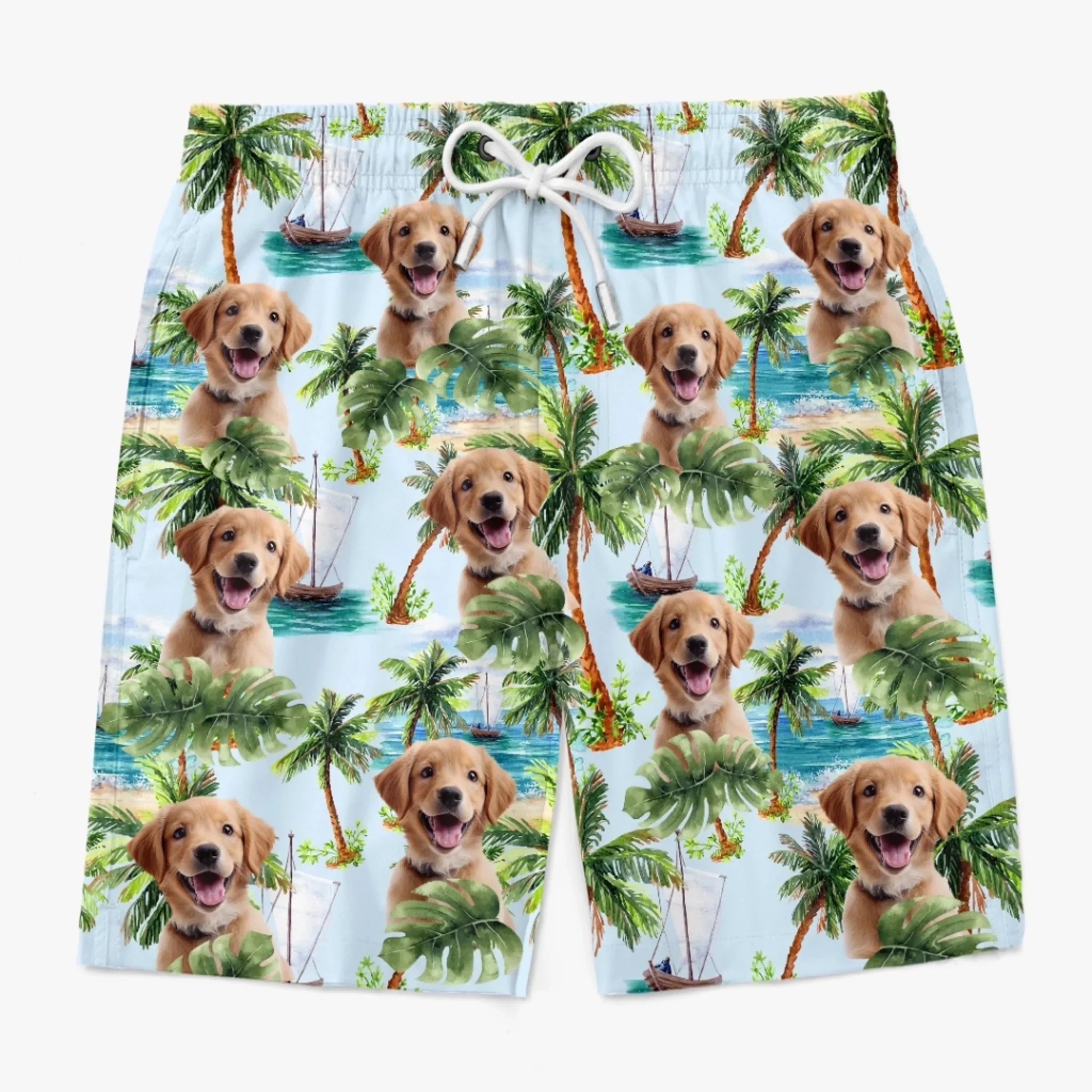 Custom Photo Paws And Paradise - Dog & Cat Personalized Custom Tropical Hawaiian Aloha Men Beach Shorts - Summer Vacation Gift For Pet Owners, Pet Lovers