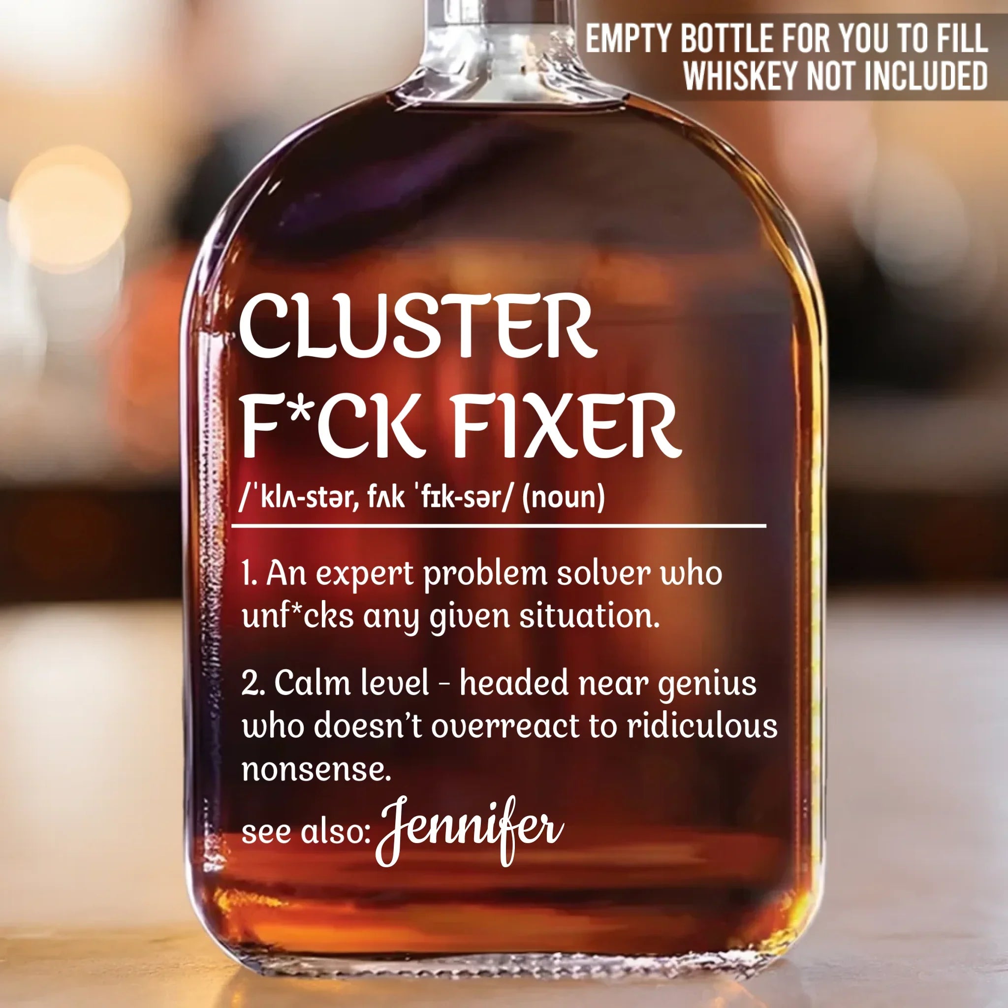 Fixing Disasters, One Cluster At A Time - Coworker Personalized Custom Whiskey Bottle - Gift For Coworkers, Work Friends, Colleagues
