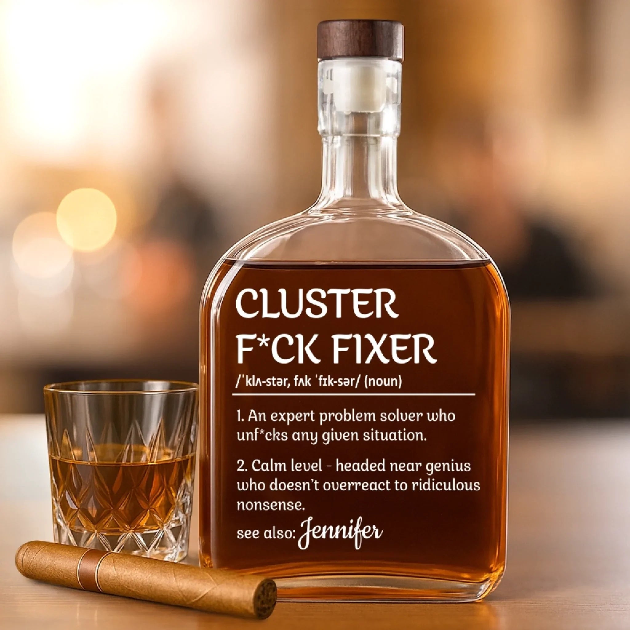 Fixing Disasters, One Cluster At A Time - Coworker Personalized Custom Whiskey Bottle - Gift For Coworkers, Work Friends, Colleagues