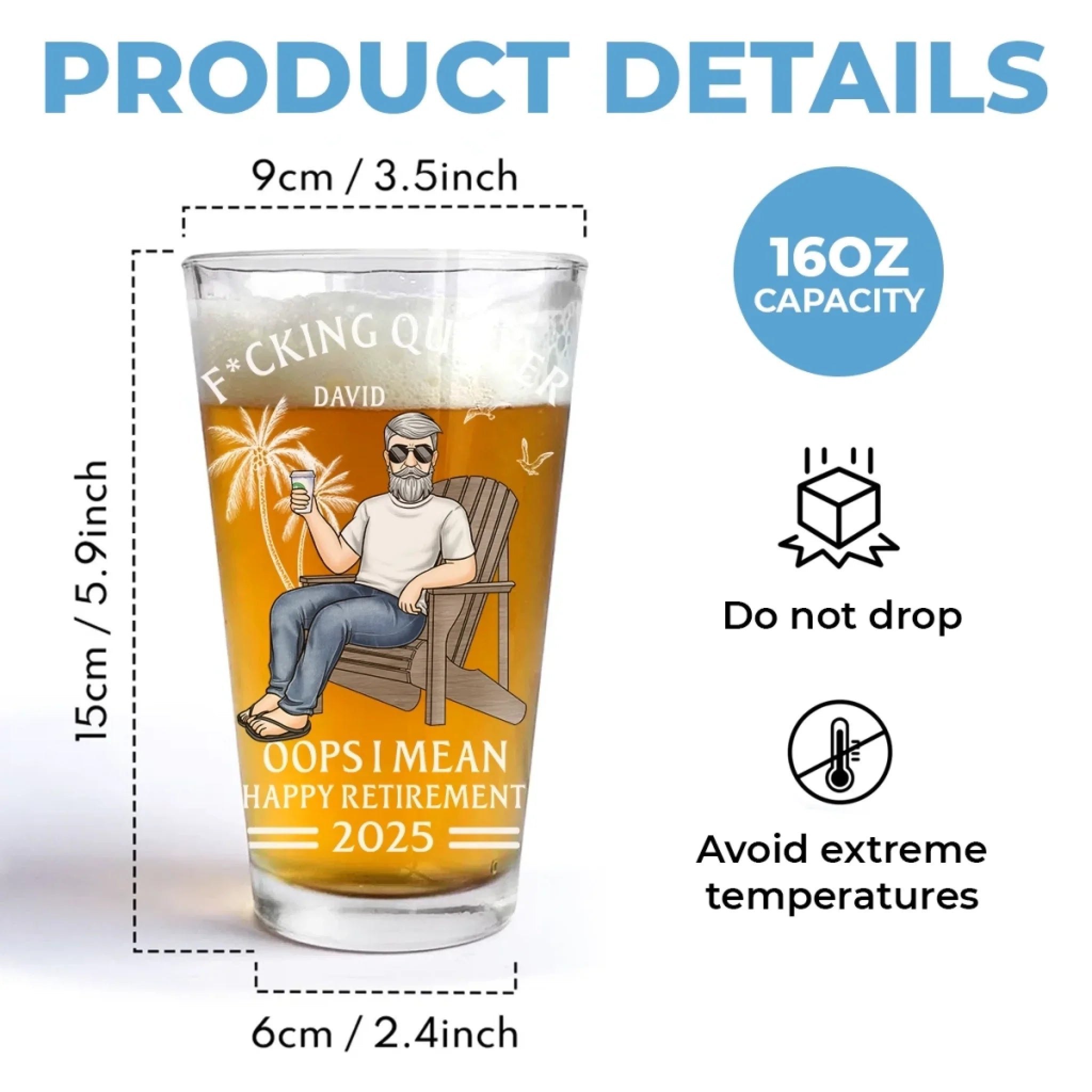 Peace Out, Productivity Killer - Coworker Personalized Custom Beer Glass - Appreciation, Retirement Gift For Coworkers, Work Friends, Colleagues