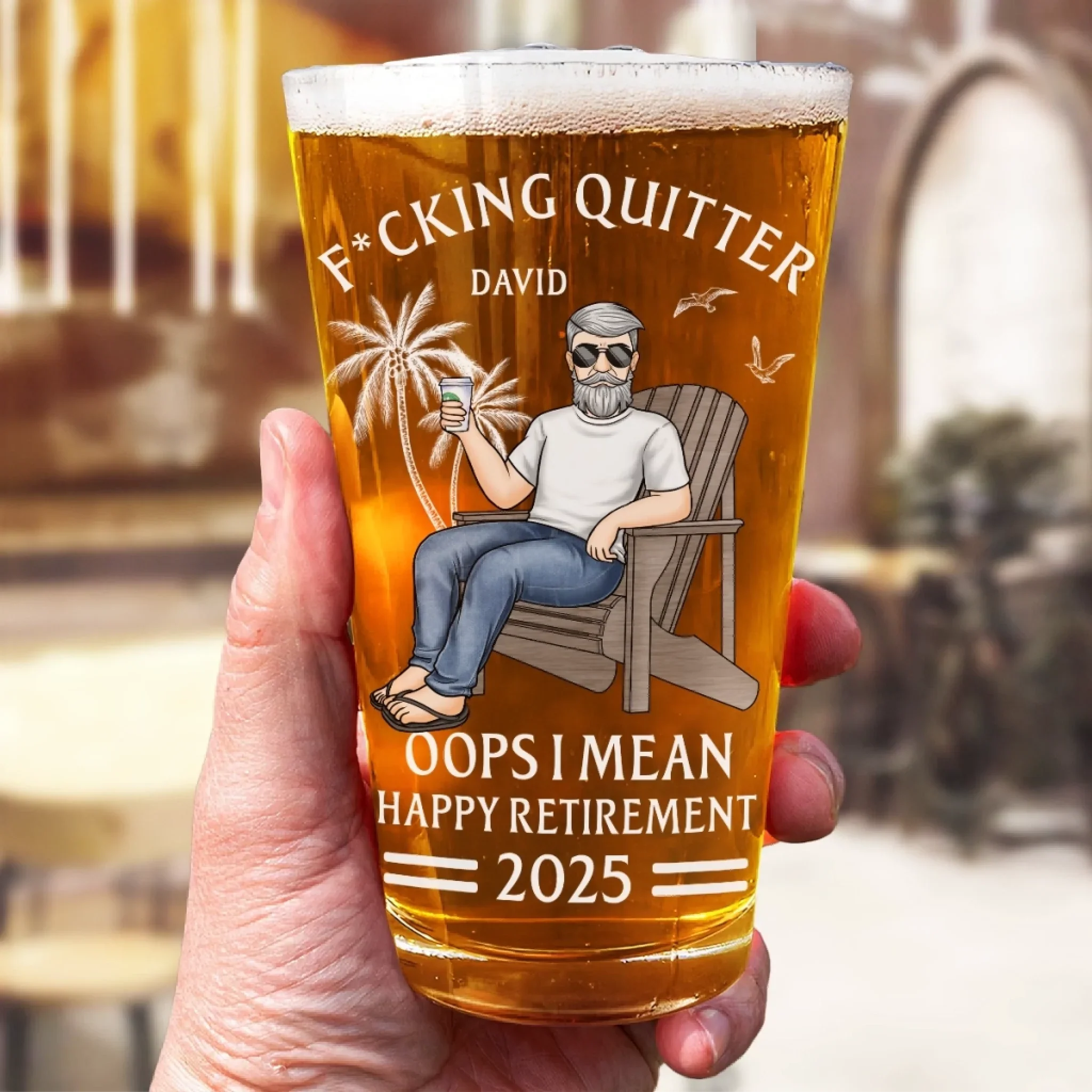 Peace Out, Productivity Killer - Coworker Personalized Custom Beer Glass - Appreciation, Retirement Gift For Coworkers, Work Friends, Colleagues