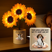Custom Photo Sunflower Lamp Night Light - Personalized Pet Memorial Gifts For Dogs, Cats - Once By My Side Forever In My Heart
