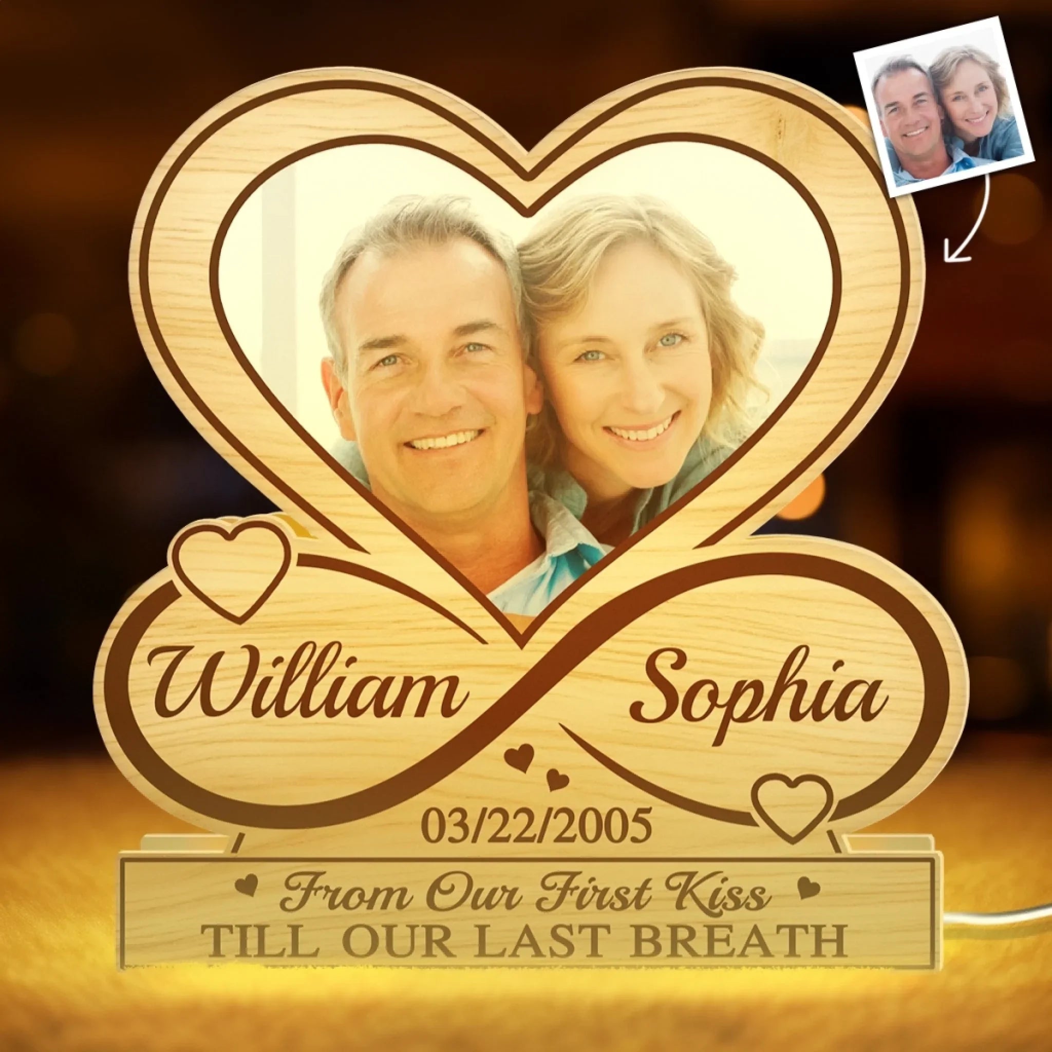 Custom Photo Shaped Light Box - Personalized Anniversary Wedding Gifts For Husband And Wife, Him And Her - Our Love, Our Forever