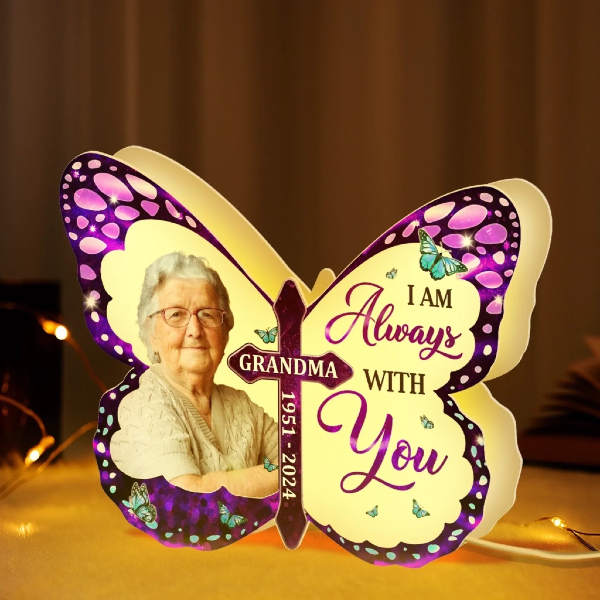 Custom Photo Shaped Light Box - Personalized Memorial Sympathy Gifts For Loss Of Mom, Dad - Forever Missed, Forever Loved