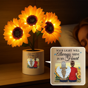 Custom Sunflower Lamp Night Light - Personalized Memorial Sympathy Gifts For Loss Of Mom, Dad - Memories Shine Through Every Darkness