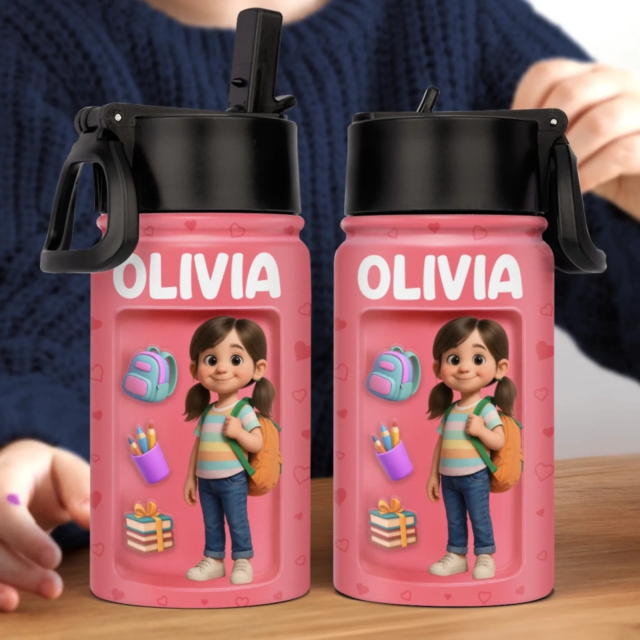 Custom Photo Kids Backpack, Water Bottle, Lunch Bag - Personalized Back To School Gifts For Kids - Hydrate For Learning And Play