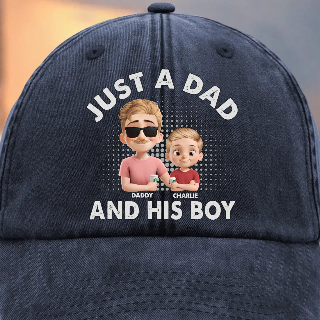 Built-in Besties Since Day One - Family Personalized Custom Vintage Washed Denim Baseball Cap - Father's Day, Gift For Dad