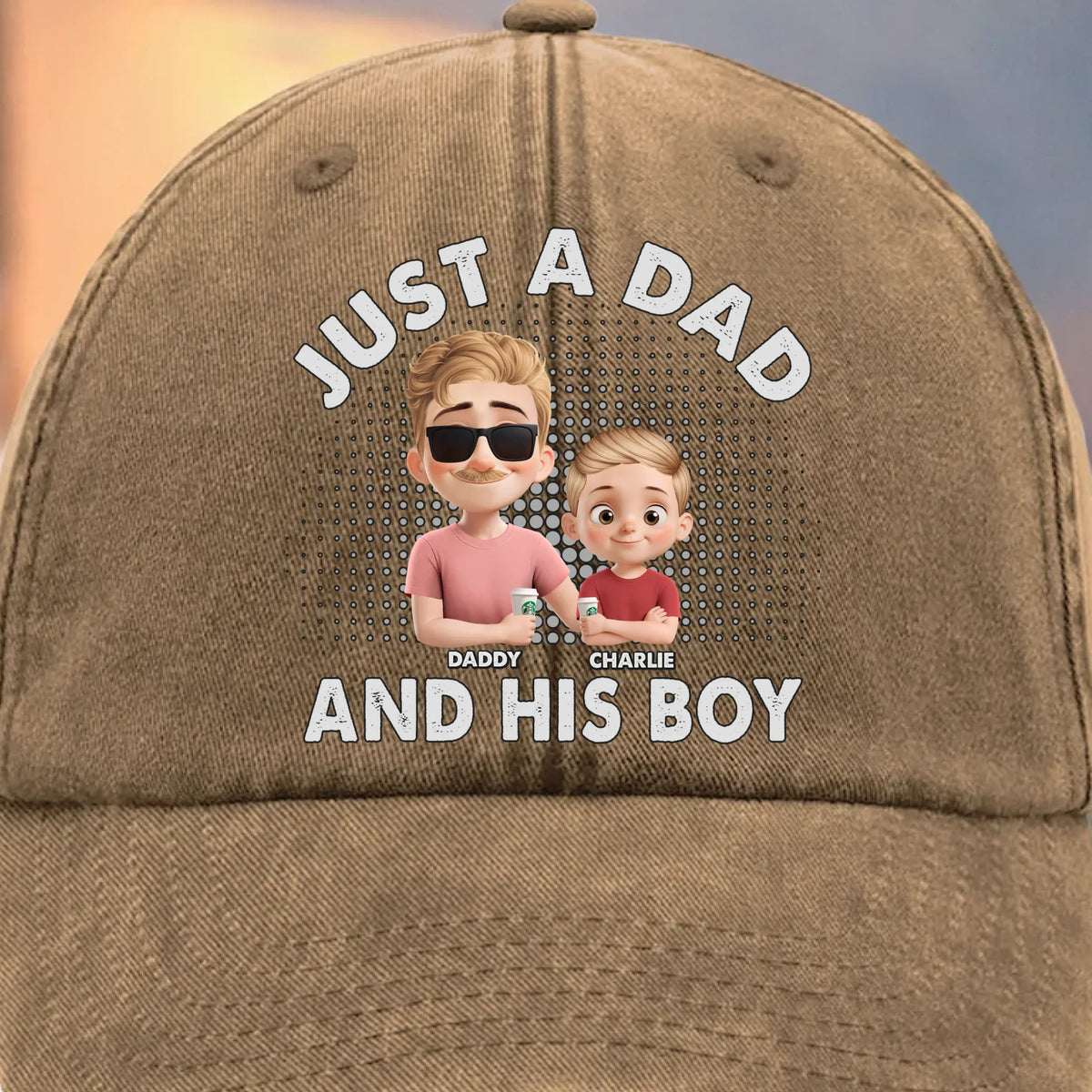 Built-in Besties Since Day One - Family Personalized Custom Vintage Washed Denim Baseball Cap - Father's Day, Gift For Dad