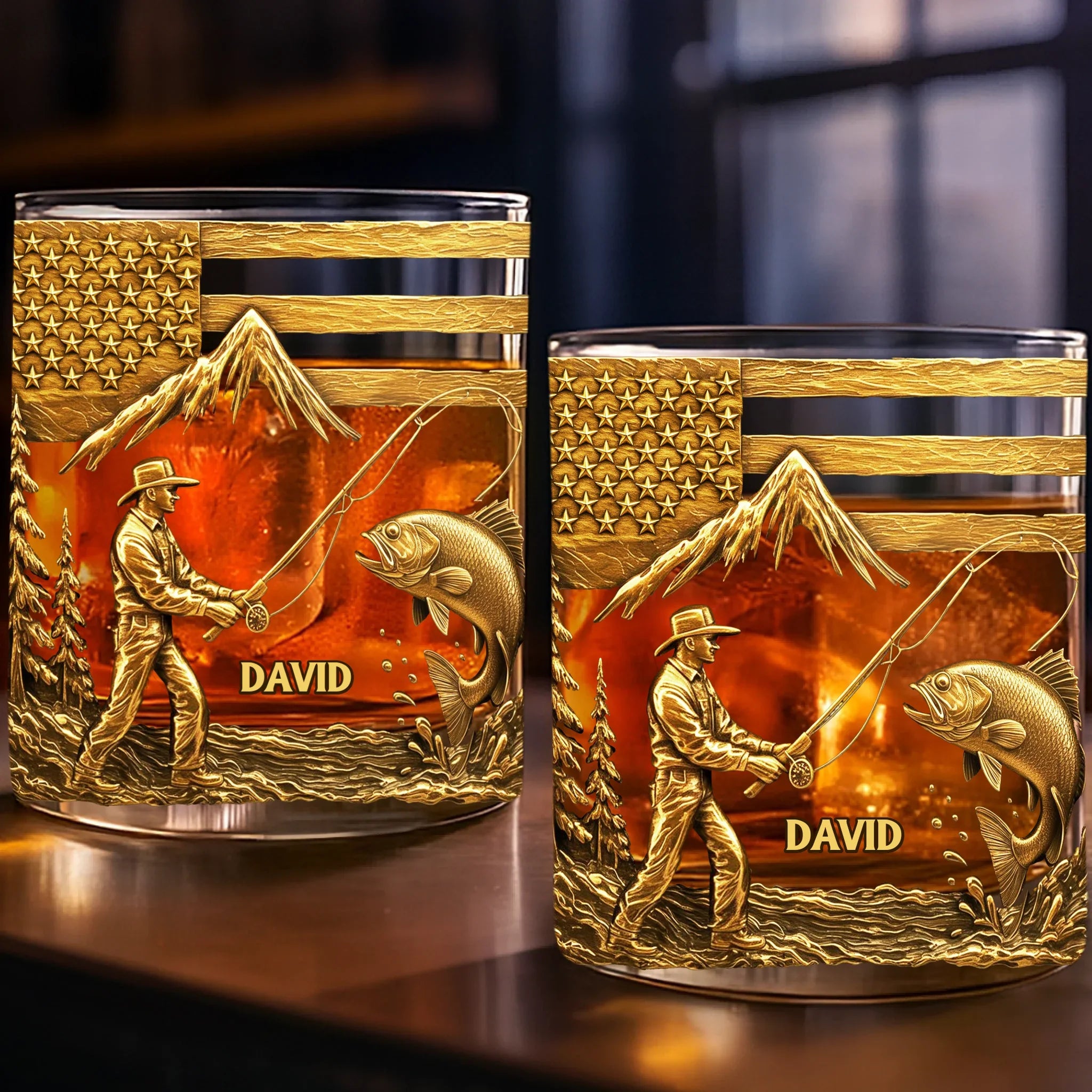 Custom 11oz Whiskey Glass - Personalized Birthday Fishing Gifts For Fisherman, Wine, Bourbon, Whiskey Lovers - Hooked On Golden Moments