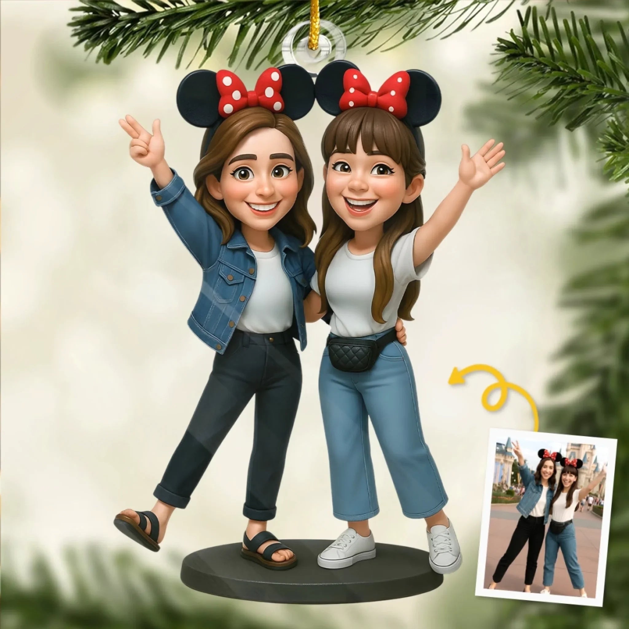 Custom Photo Acrylic Ornament - Personalized Christmas Birthday Gifts For Best Friends, Family, Coworker, Work Bestie, Husband And Wife, Dog Cat Lovers - Minnie Mood Forever