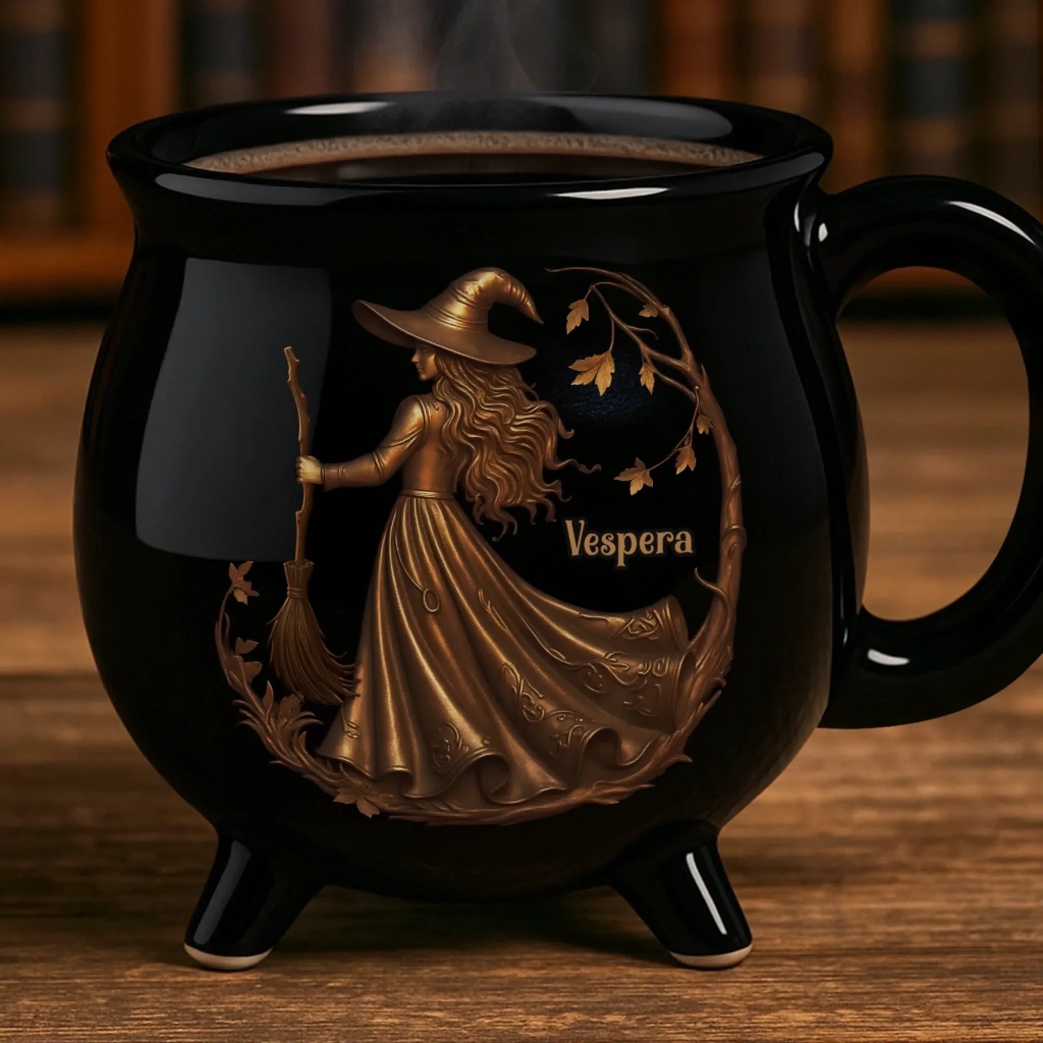 Custom 12oz Ceramic Cauldron Coffee Mug - New Arrival, Personalized Halloween Witchy Gifts For Besties, Sisters, BFF, Family, Yourself - Midnight Magic AMZ