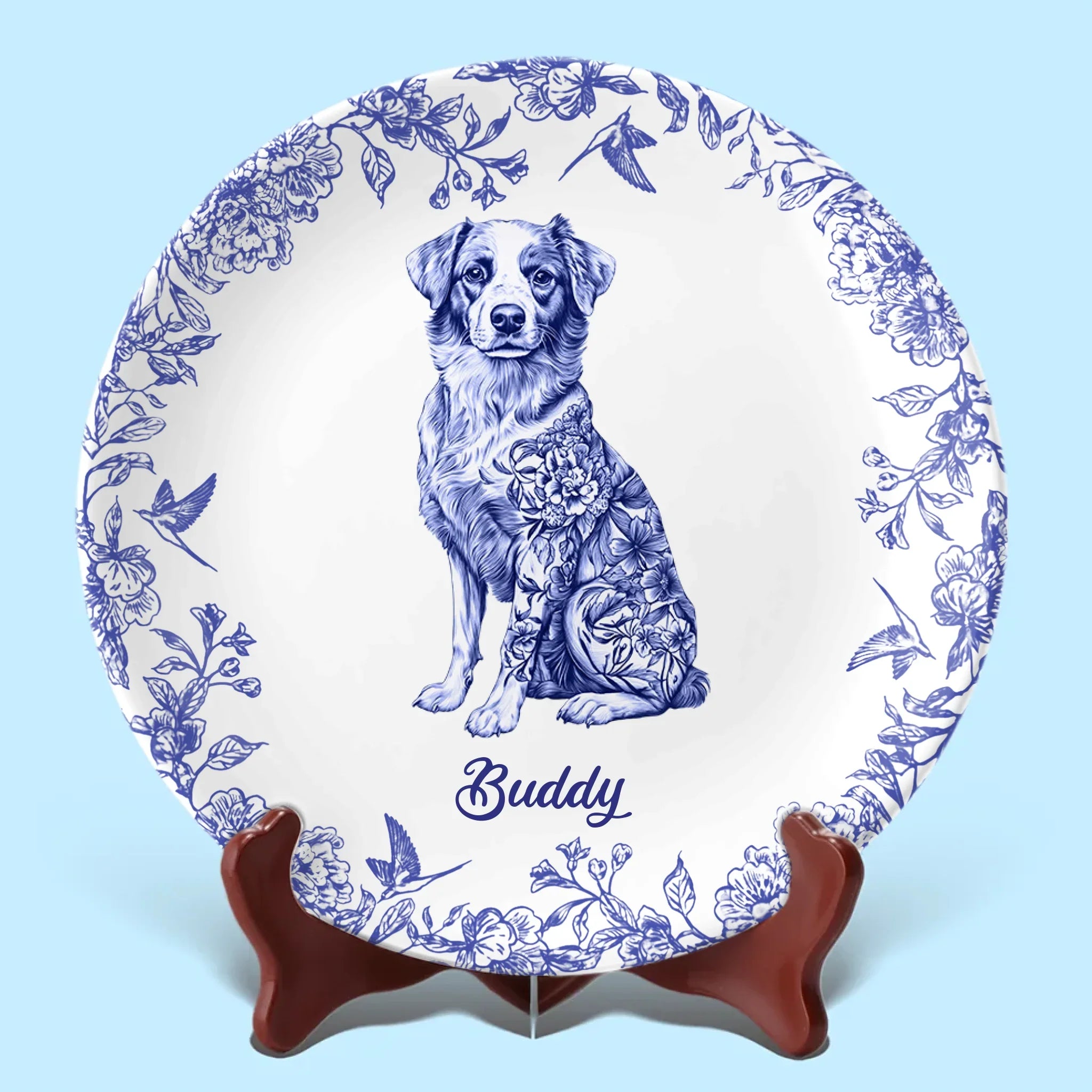 Whispers Of Love In Blue - Dog Personalized Custom Ceramic Plate - Father's Day, Gift For Pet Owners, Pet Lovers