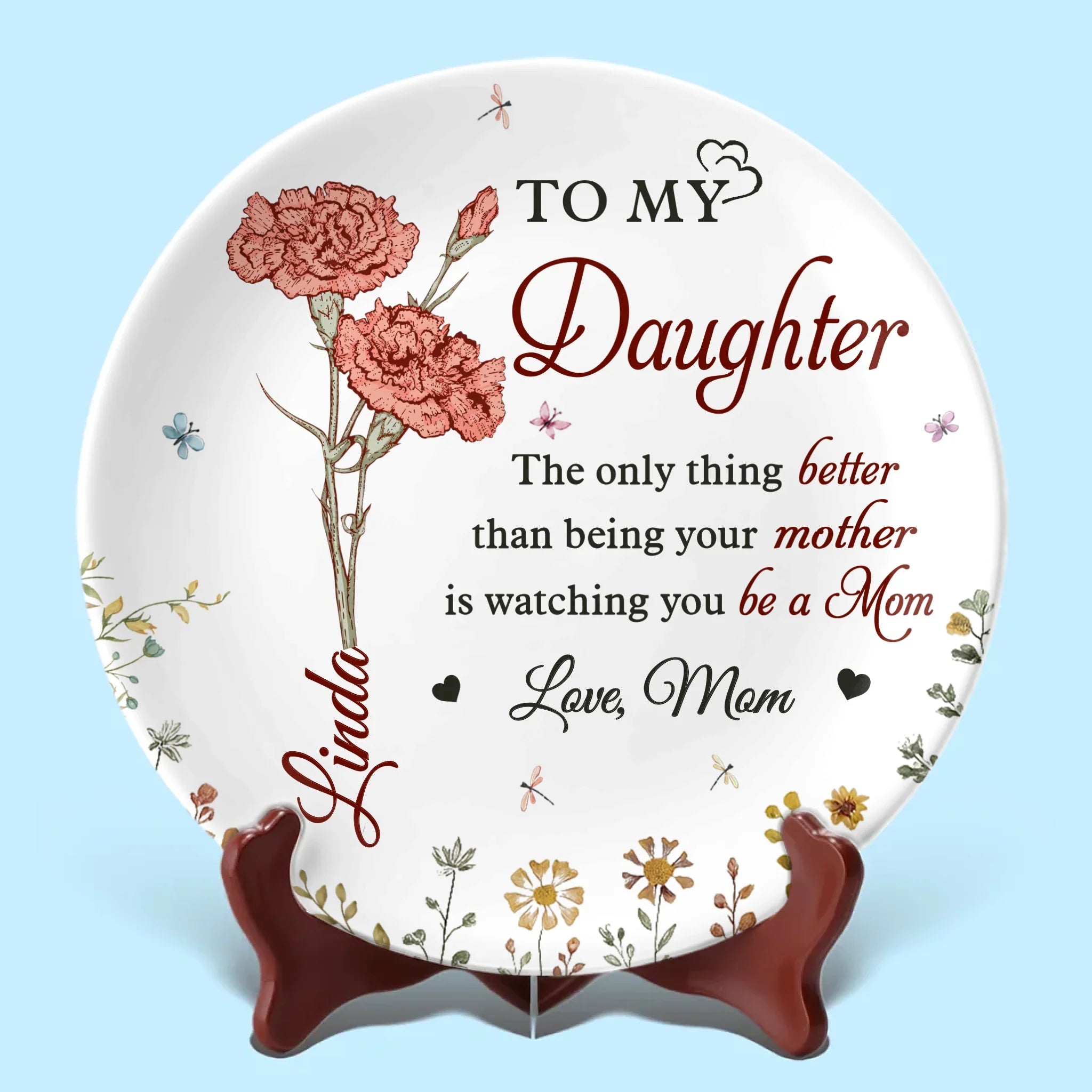 From My Heart To Yours, Always Loved - Family Personalized Custom Ceramic Plate - Mother's Day, Gift For Mom, Daughter