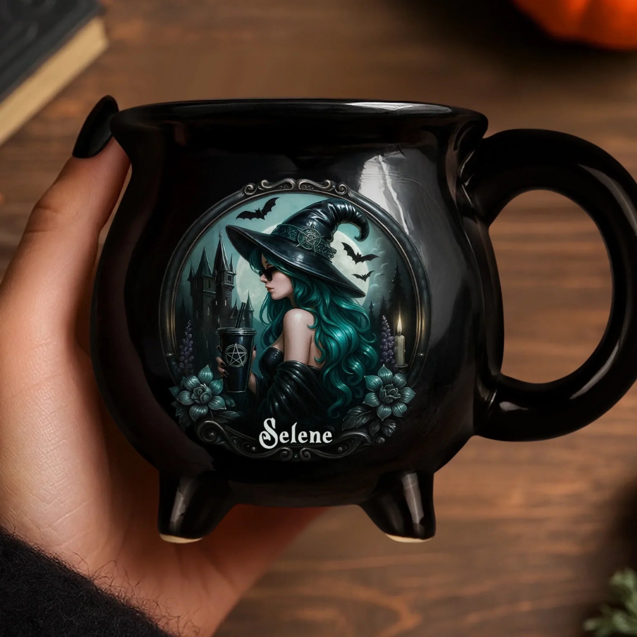 Custom 12oz Ceramic Cauldron Coffee Mug - Personalized Halloween Witchy Gifts For Besties, Sisters, BFF, Family, Yourself - Mystic Witch Vibes