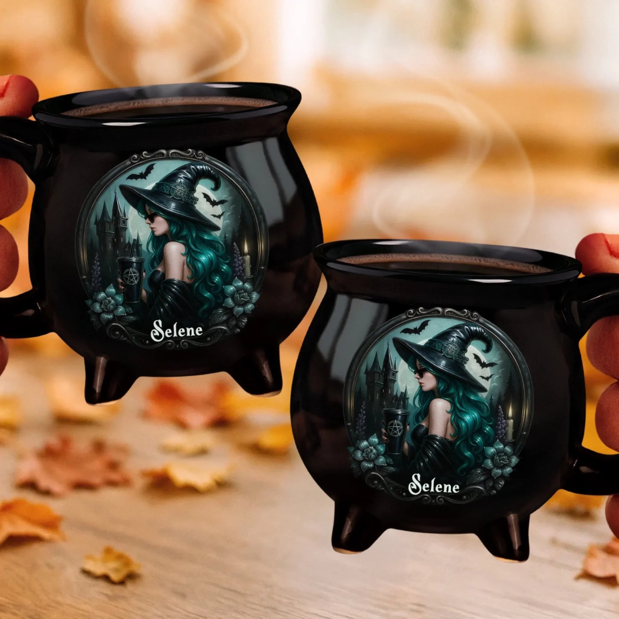 Custom 12oz Ceramic Cauldron Coffee Mug - Personalized Halloween Witchy Gifts For Besties, Sisters, BFF, Family, Yourself - Mystic Witch Vibes